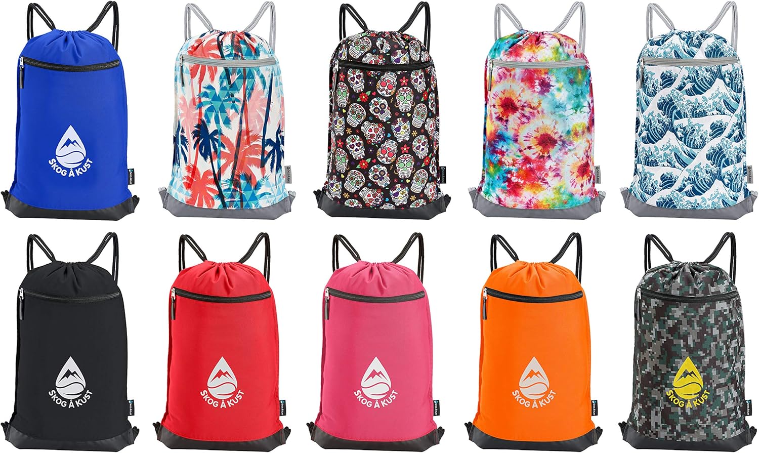 Skog Å Kust GymSak – Bolsa de cincha con cordón 2 en 1 con bolsa seca impermeable extraíble, Sugar Skulls, Viajar