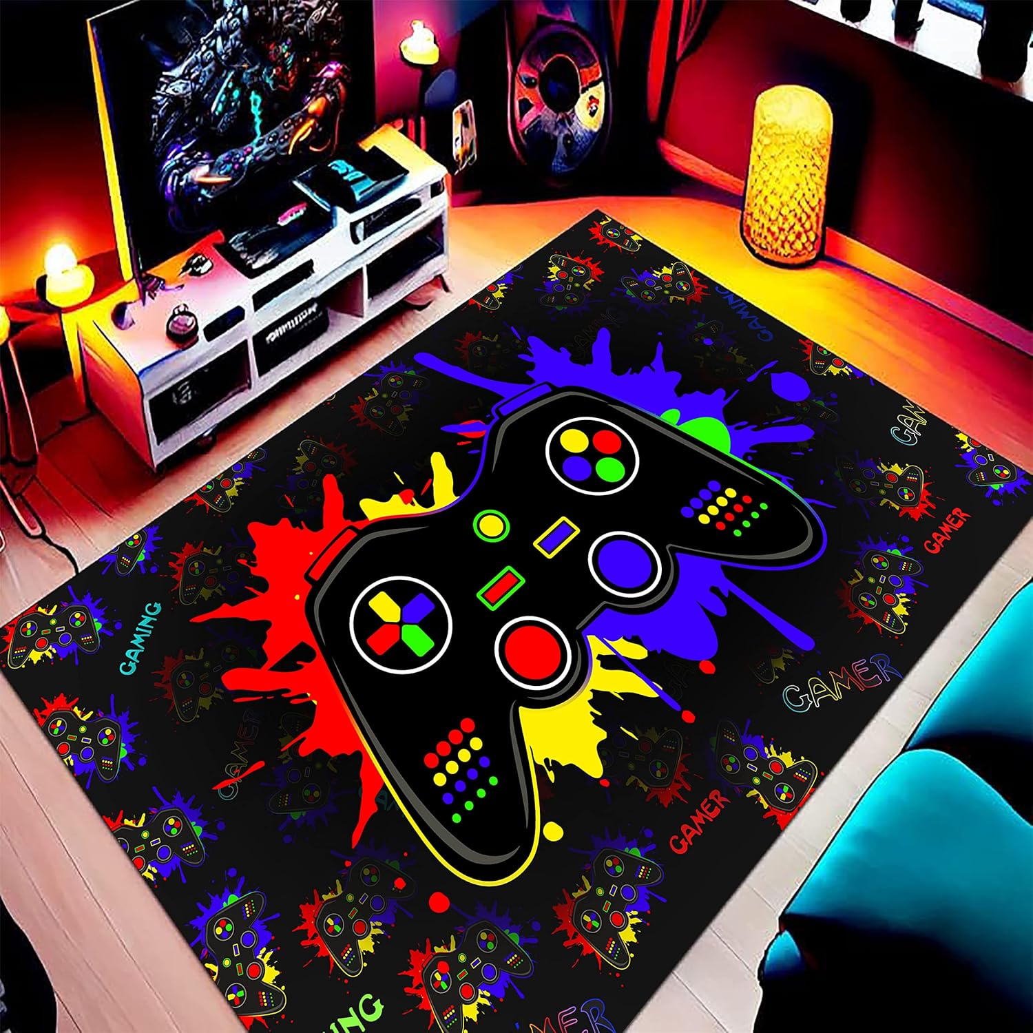 Alfombras modernas antideslizantes con impresión 3D de control de videojuegos, regalo para sala de estar, dormitorio, alfombras, entrada, piso,