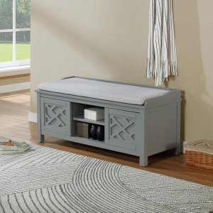 Alaterre Furniture Coventry – Banco de almacenamiento de madera con cojín, 45 pulgadas de ancho, color gris Alaterre Furniture Coventry – Banco de almacenamiento de madera con cojín, 45 pulgadas de ancho, color gris