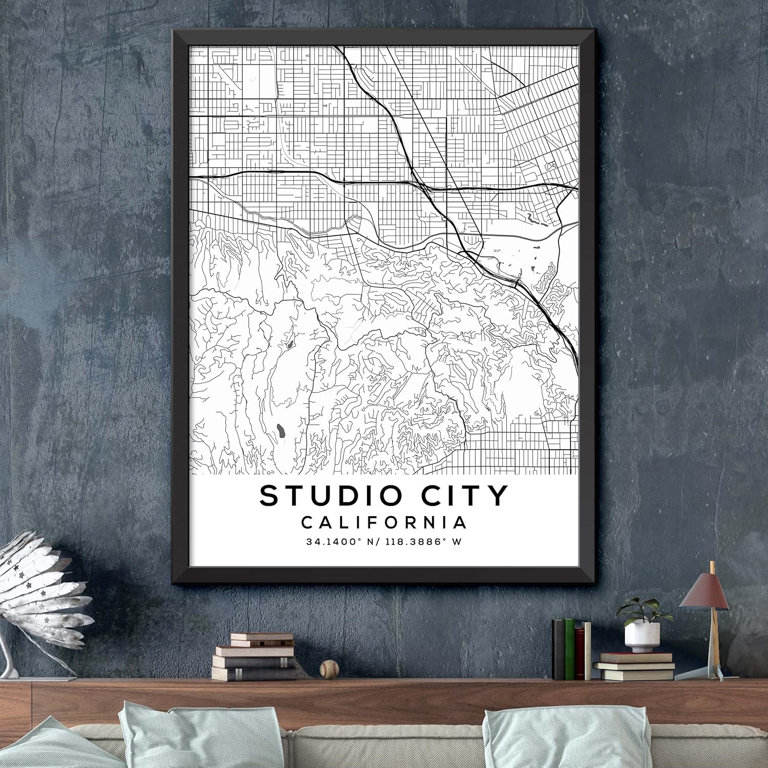 Mapa de Studio City, California, Light 2 (18×24)