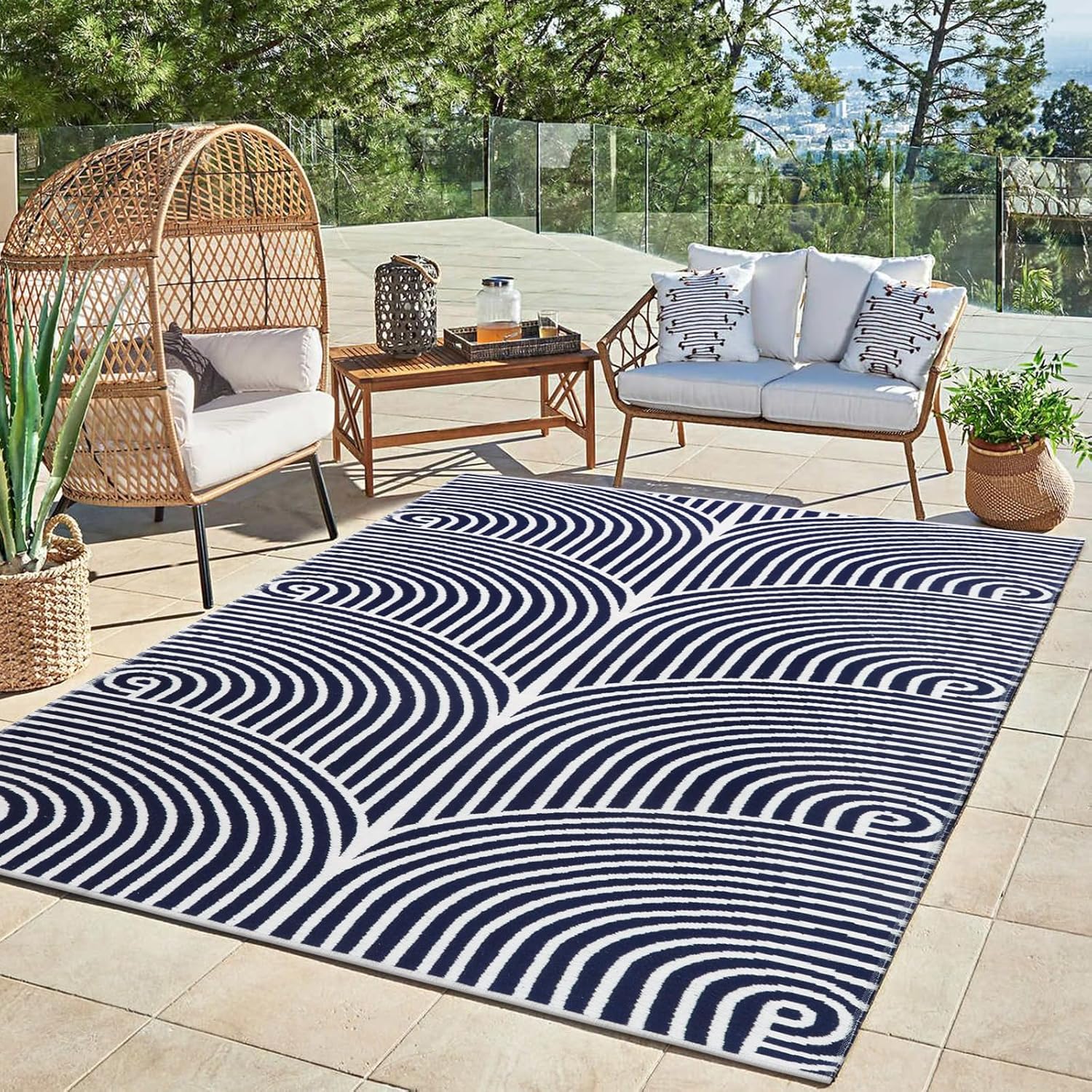Tiffasea Alfombra de área de 5 x 8 pies, tejida de algodón, lavables, reversibles, para sala de estar, interior y exterior, alfombra de piso de
