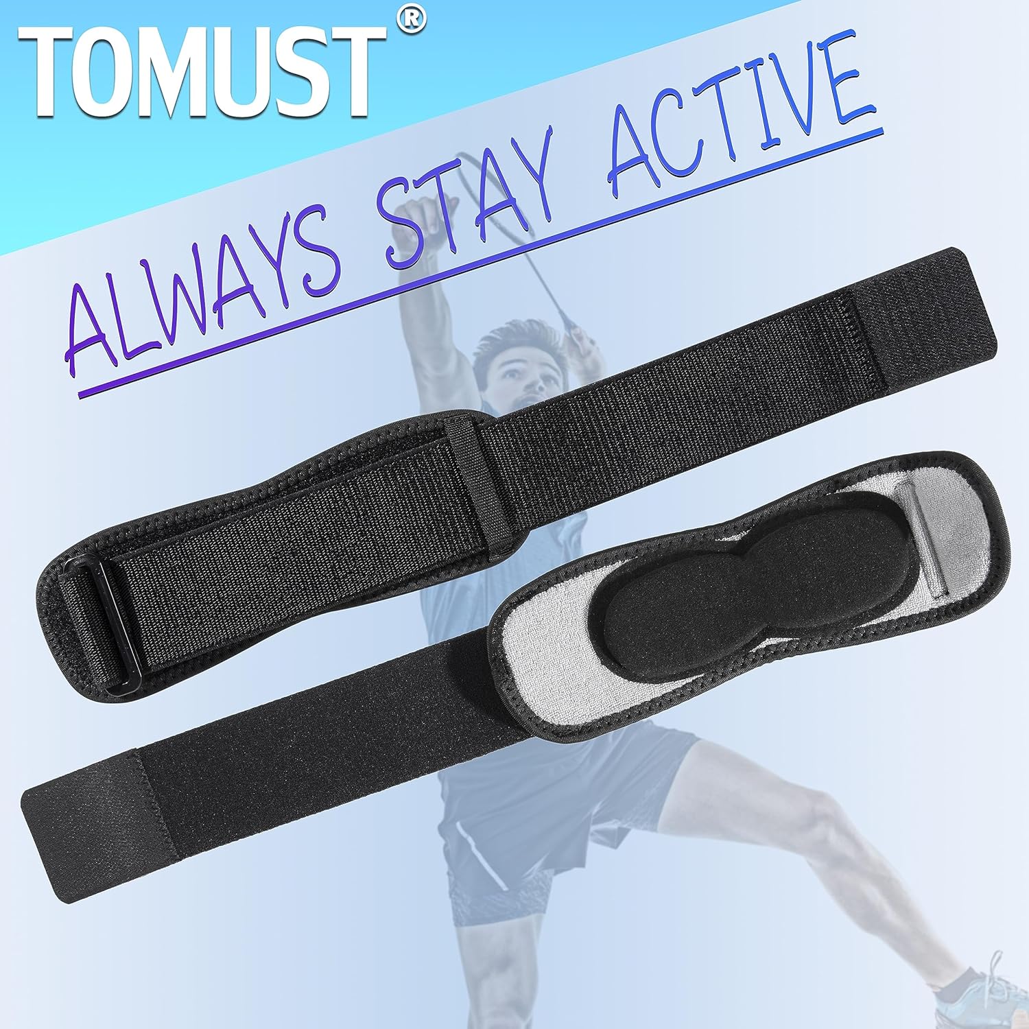 TOMUST Codera de tenis  Banda de apoyo ajustable para antebrazo con almohadilla de compresión de gel, correa para el codo para bursitis, golfistas,