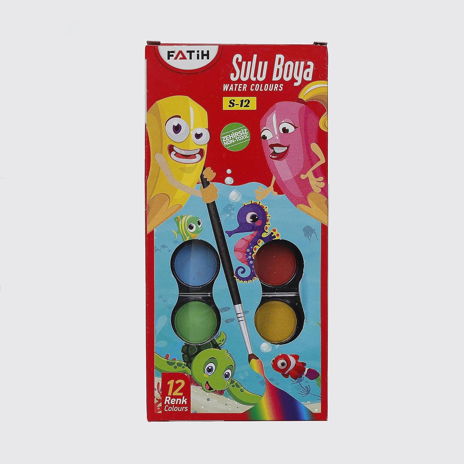 Juego de pintura de acuarela  12 colores no tóxicos cepillados de acuarela  Juegos de pintura de acuarela lavable para niños, adultos, artistas,