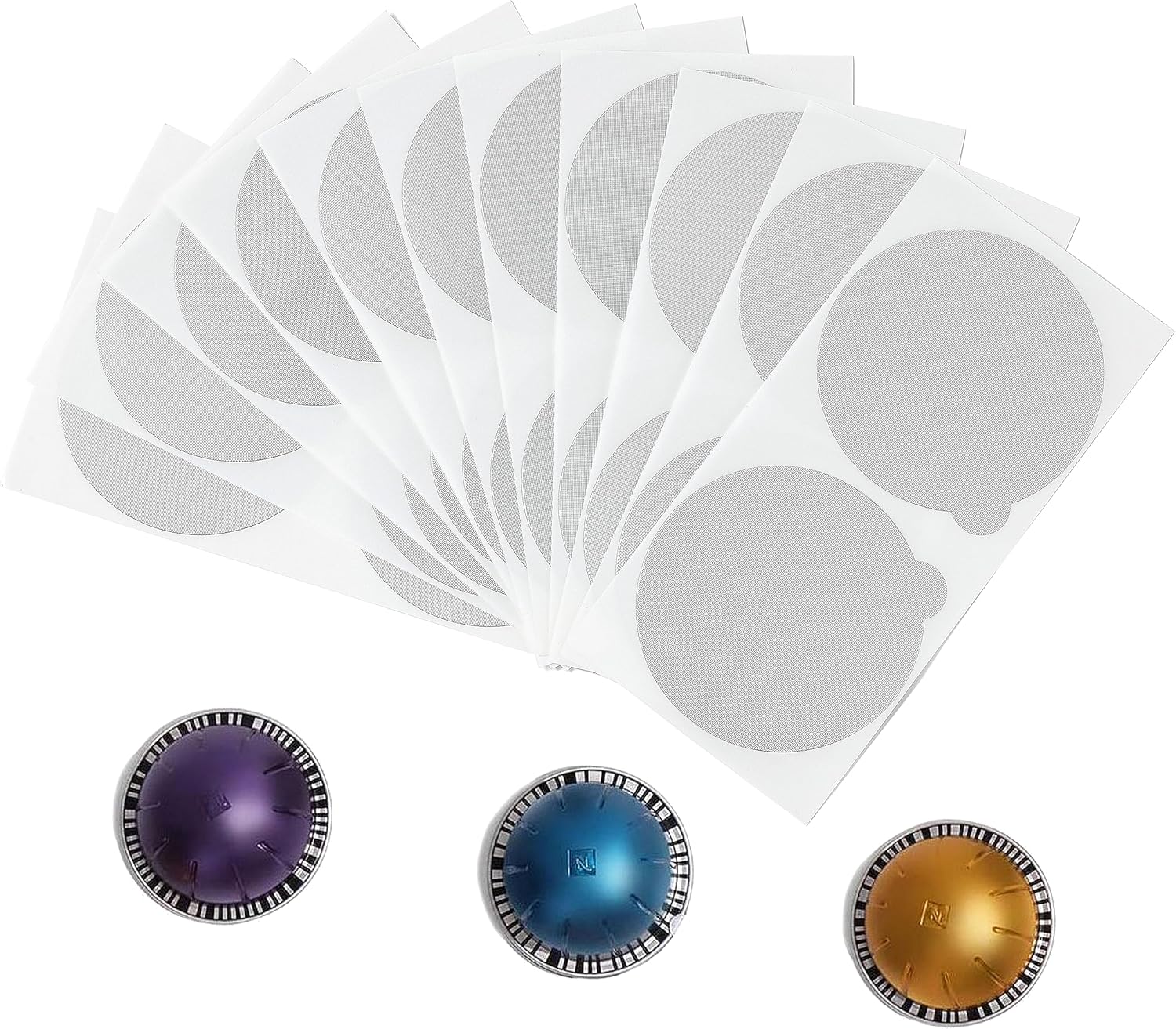 50 tapas de sellado de papel de aluminio para cápsulas de café Vertuoline, compatibles con máquina Nespresso VertuoLine, calcomanías de tapas de