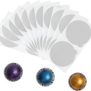 50 tapas de sellado de papel de aluminio para cápsulas de café Vertuoline, compatibles con máquina Nespresso VertuoLine, calcomanías de tapas de 50 tapas de sellado de papel de aluminio para cápsulas de café Vertuoline, compatibles con máquina Nespresso VertuoLine, calcomanías de tapas de