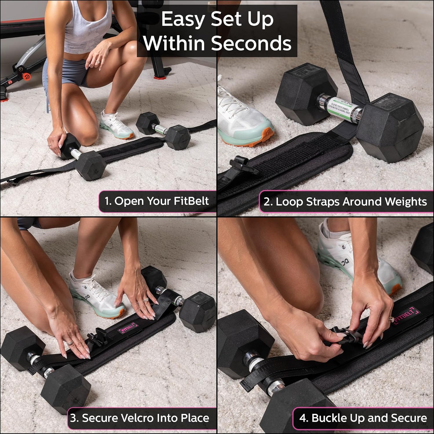 FITBELT Cinturón de empuje de cadera para ejercicio, entrenador de glúteos para entrenamientos en casa con acolchado extra, cinturón de empuje de