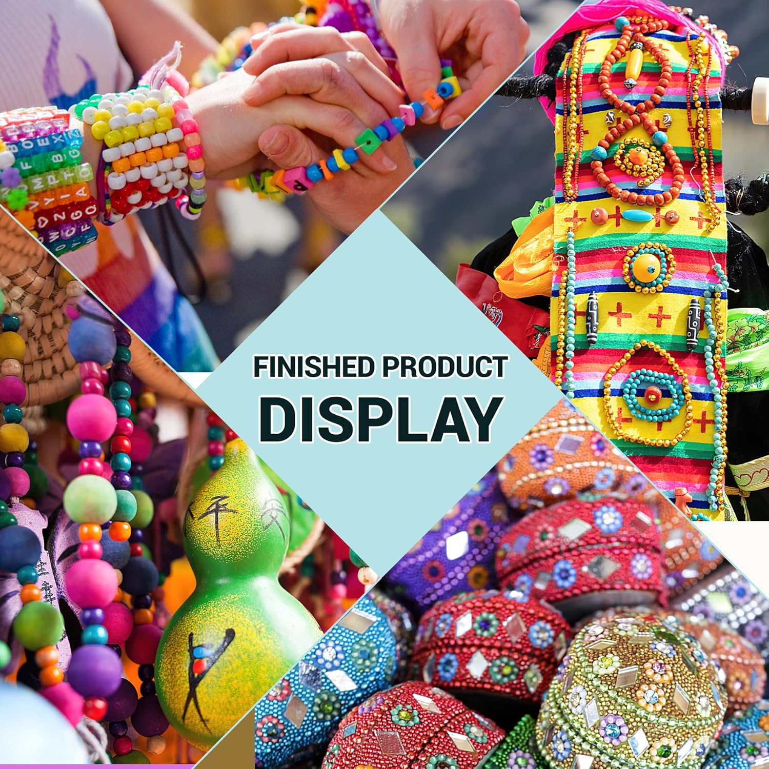 SWEETQIAO 2 bolsas de cuentas de plástico para hacer pulseras, coloridas cuentas Kandi para trenzar el cabello, juego de cuentas de arco iris a