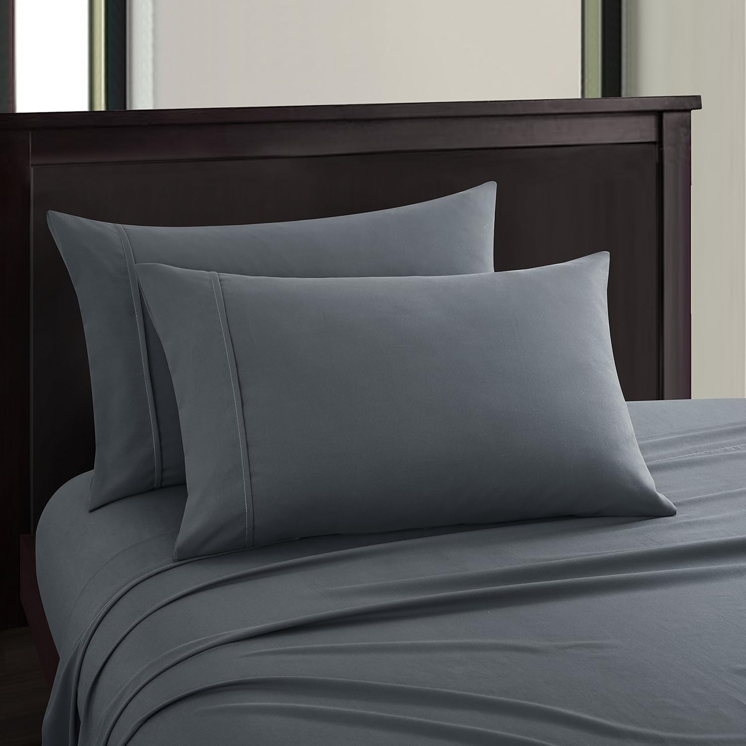 Fundas de almohada de tamaño King superior, suave, 100% microfibra de doble cepillado, exquisita confección cosida, extremo de cierre de sobre,