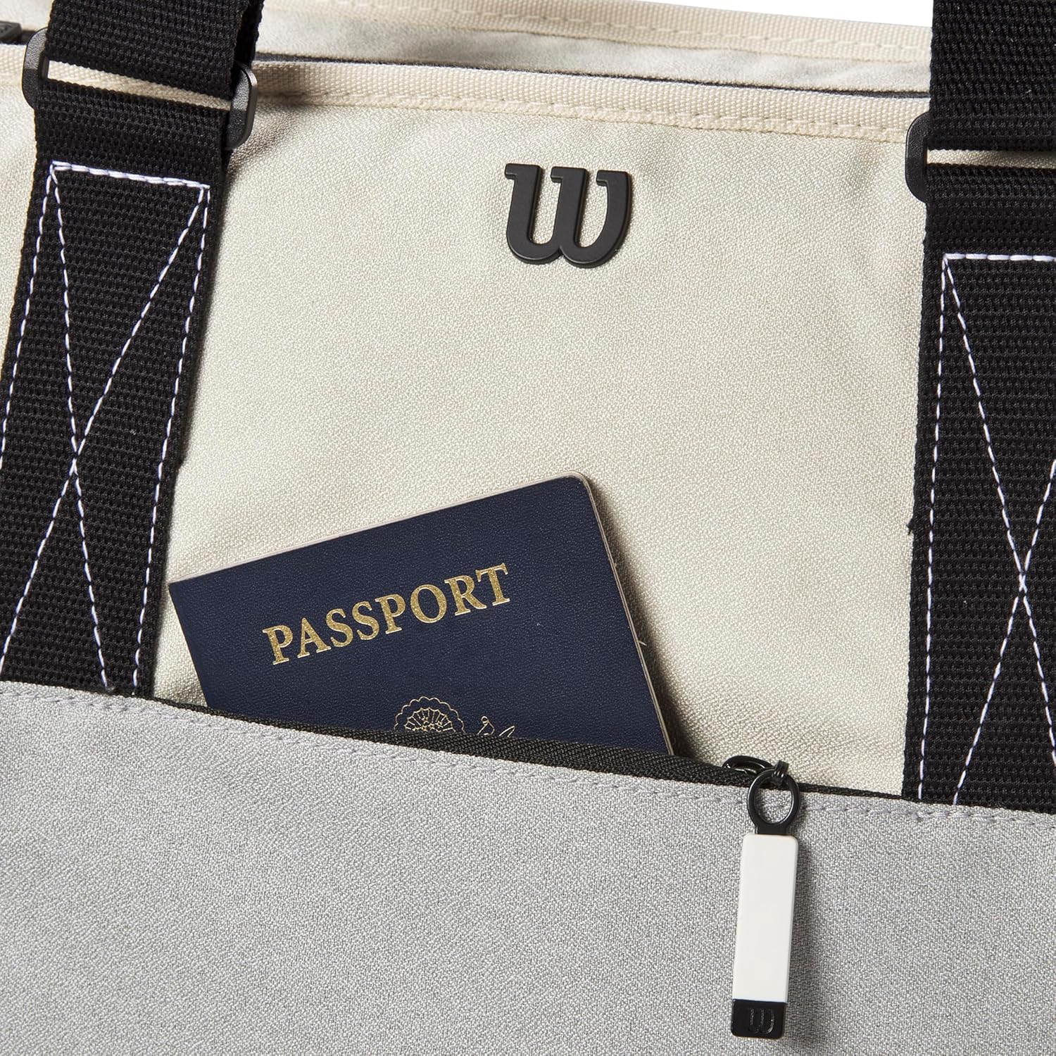 WILSON Lifestyle Tote – Bolsa para raqueta de tenis, color grisazul, con capacidad para hasta 2 raquetas