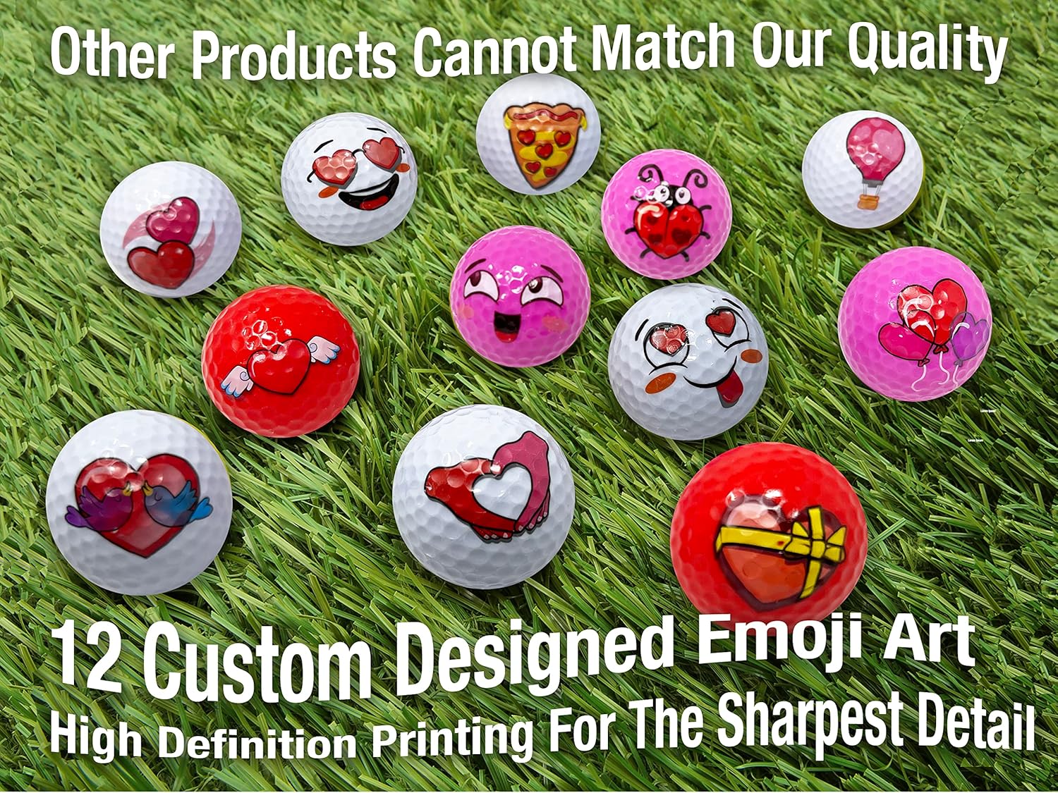 Oji-Moji Juego de pelotas de golf Emoji Love Series, regalo del día de San Valentín, paquete de 12 regalos de golf, regalo de golf para hombres,