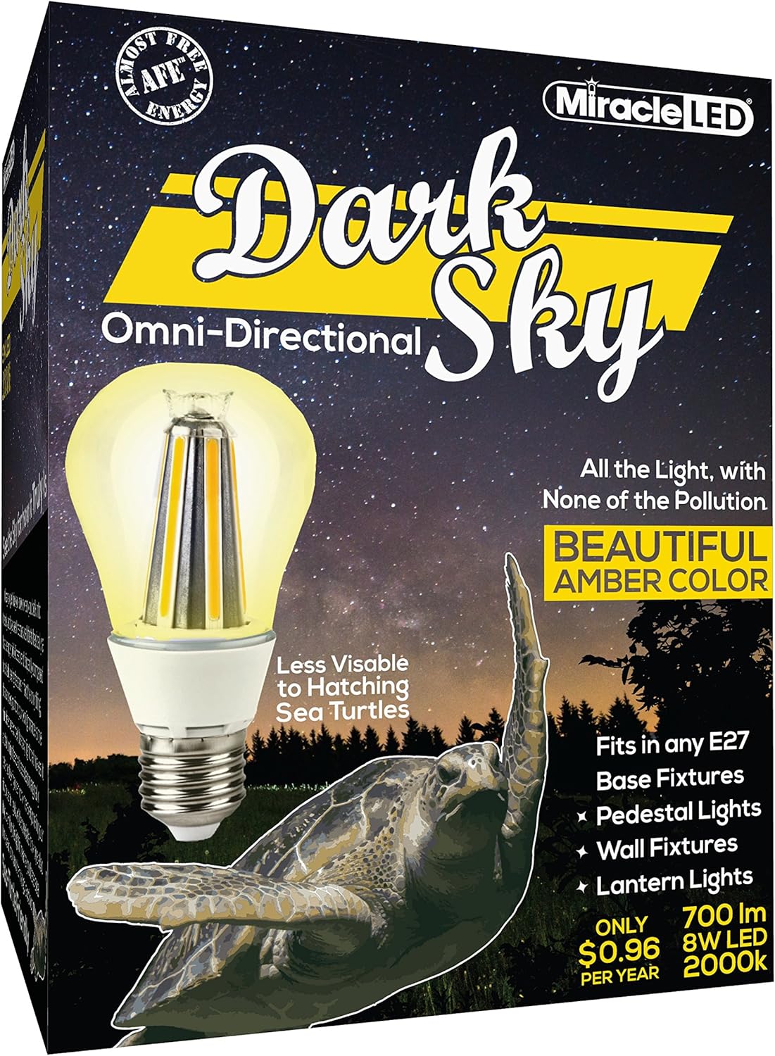 MiracleLED 604588 – Bombilla omnidireccional Un-Edison de 3 W, color ámbar
