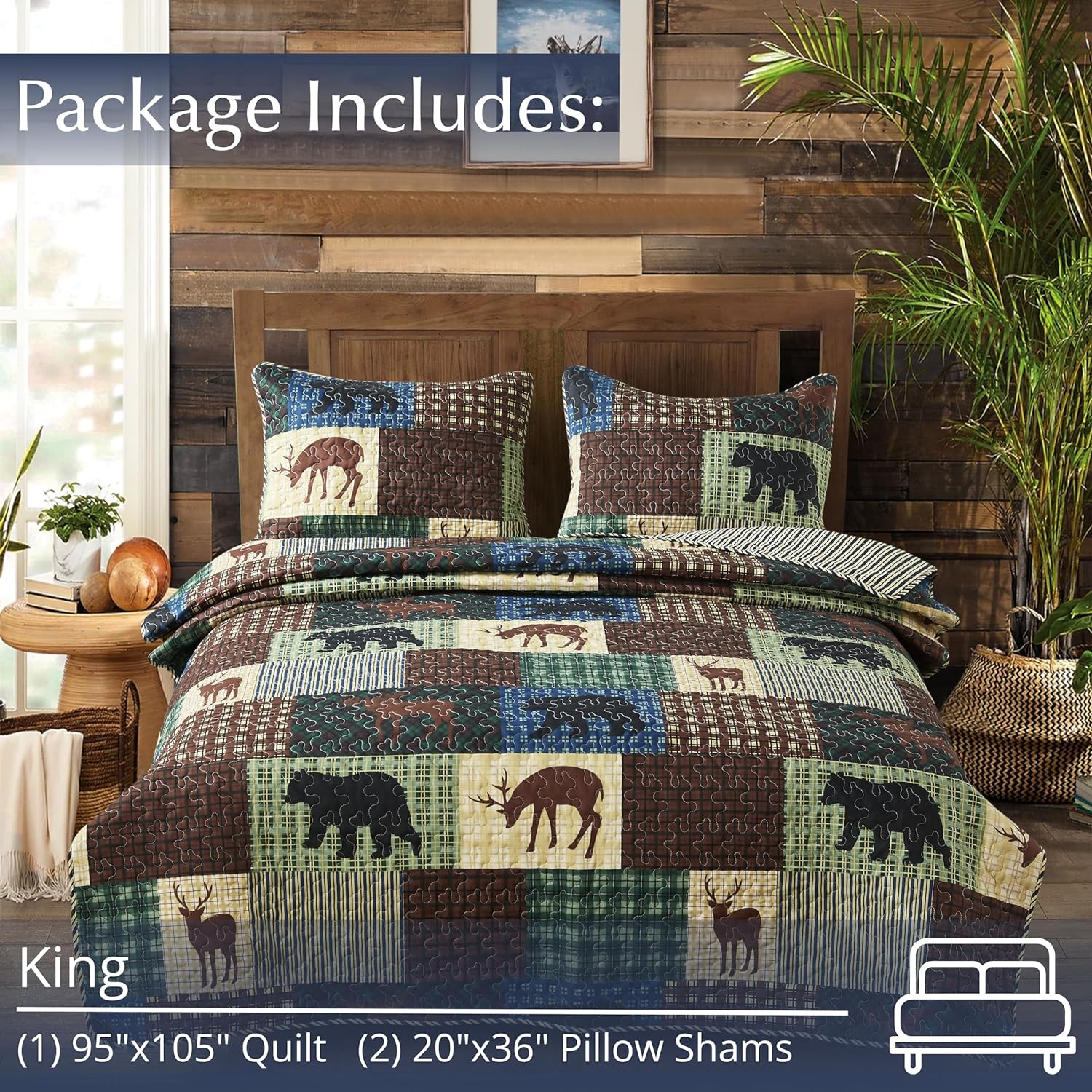 Virah Bella Juego de ropa de cama King Lodge de 3 piezas  Parche de desierto  Juego de edredón reversible de campo rústico con fundas de almohada