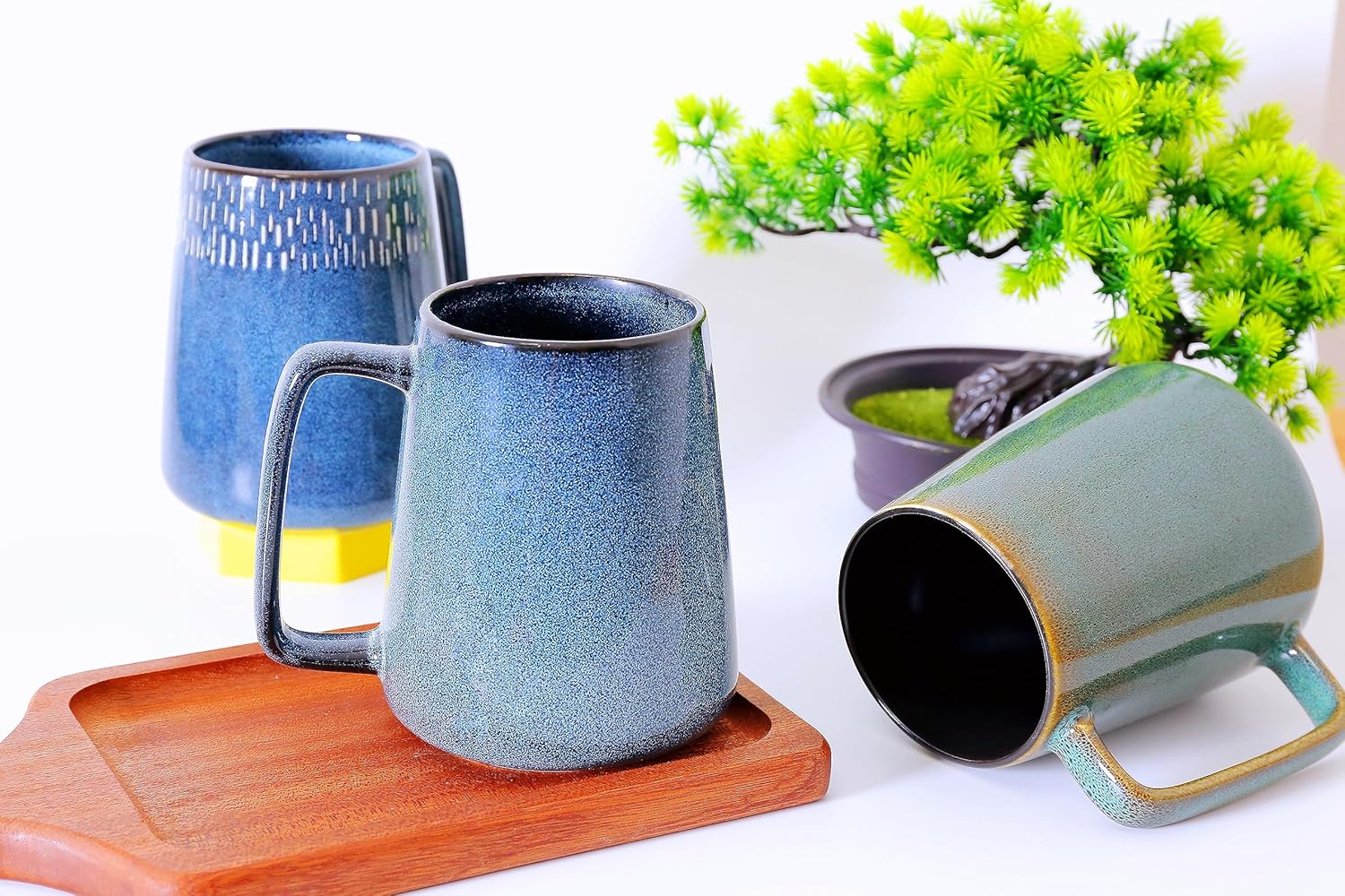 Taza de café de cerámica de 24 onzas, taza de café con leche, taza de té para cacao, capuchino, latte, cereales, apta para lavavajillas, microondas