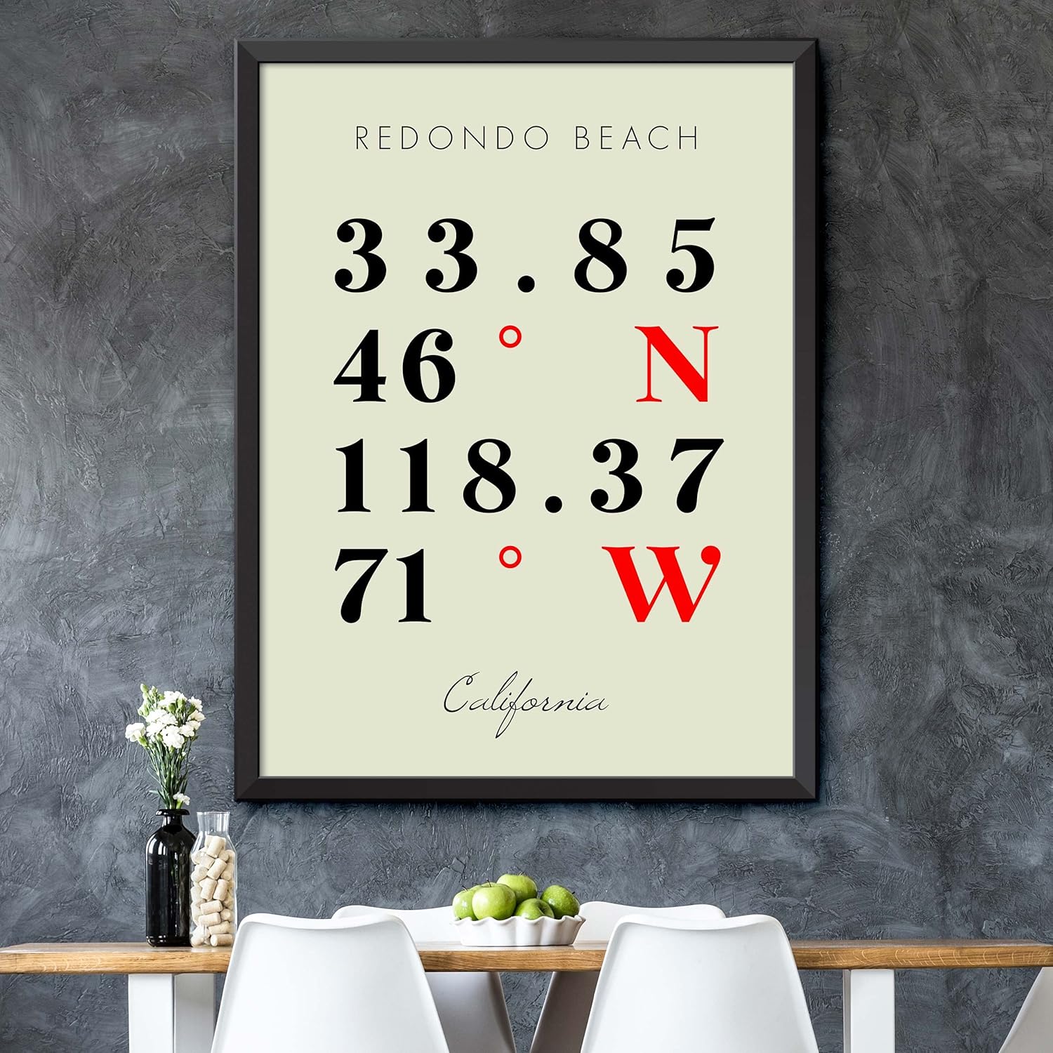 Mapa de Redondo Beach, California, Coordenadas Multilíneas de Colores (18×24)