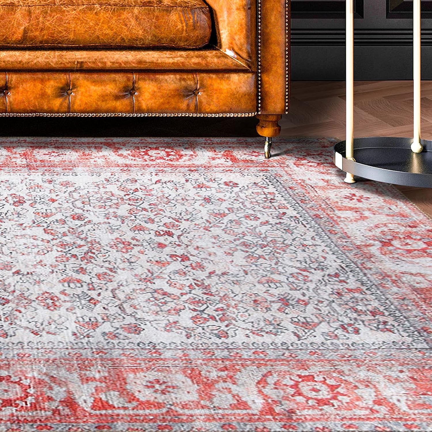SUPERIOR Alfombra clásica de tejido plano floral antiguo, 5 pies x 7 pies 6 pulgadas, color rojo baya