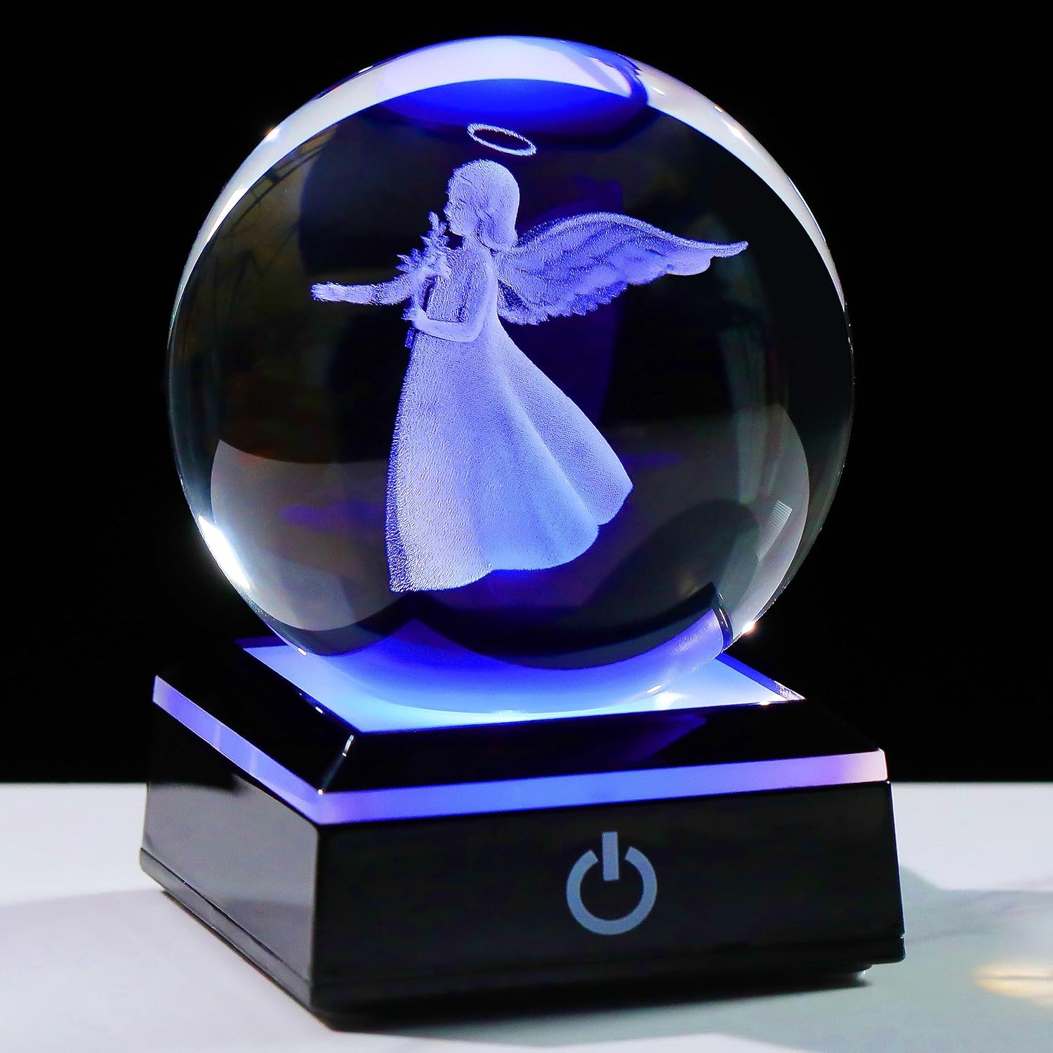 Qianwei Figuras de ángel guardián de cristal 3D, regalos para mujeres, estatua de ángel, pisapapeles, regalos de condolencias, regalos de