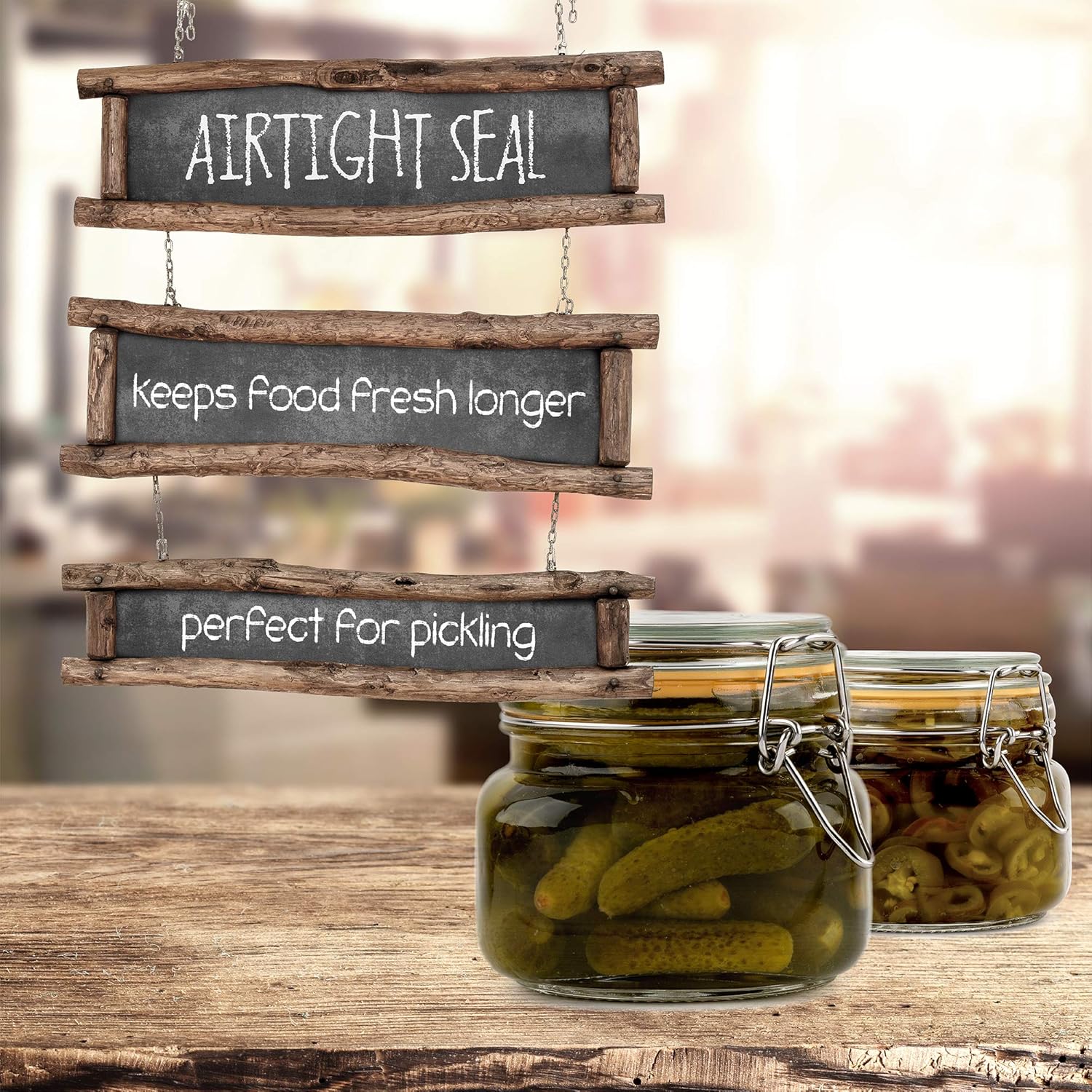 Galashield Tarros de vidrio con tapas, tarros de almacenamiento de alimentos con tapas herméticas a prueba de fugas, tarros de cocina juego de 2 a