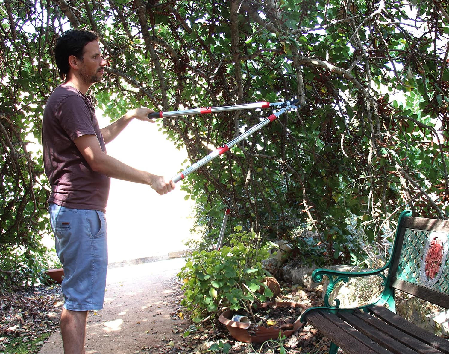 TABOR TOOLS GG21A – Podadora de derivación extensible con acción compuesta, recortadora telescópica de árbol de 27 a 40 pulgadas, cortador de ramas