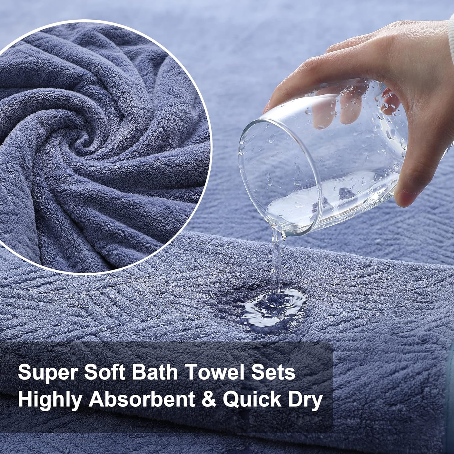 Paquete de 4 toallas de baño extra grandes de 35 x 70 pulgadas, altamente absorbentes, de secado rápido, toallas de baño grandes de microfibra de