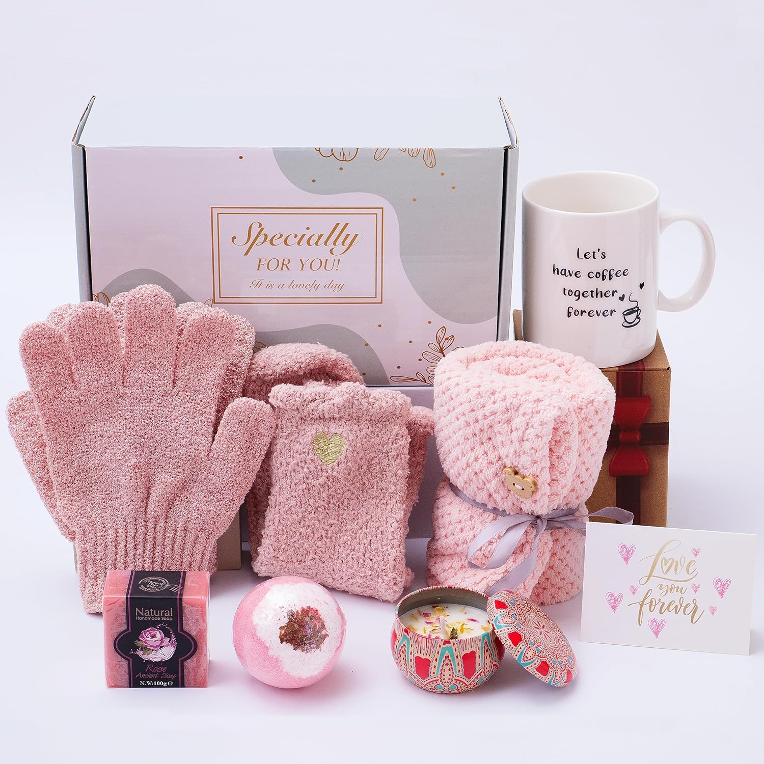 Regalo de cumpleaños para mujeres, cesta de regalo de spa, caja sorpresa rosa para esposa, novia, mamá, mejor amiga que lo tiene todo, aniversario,