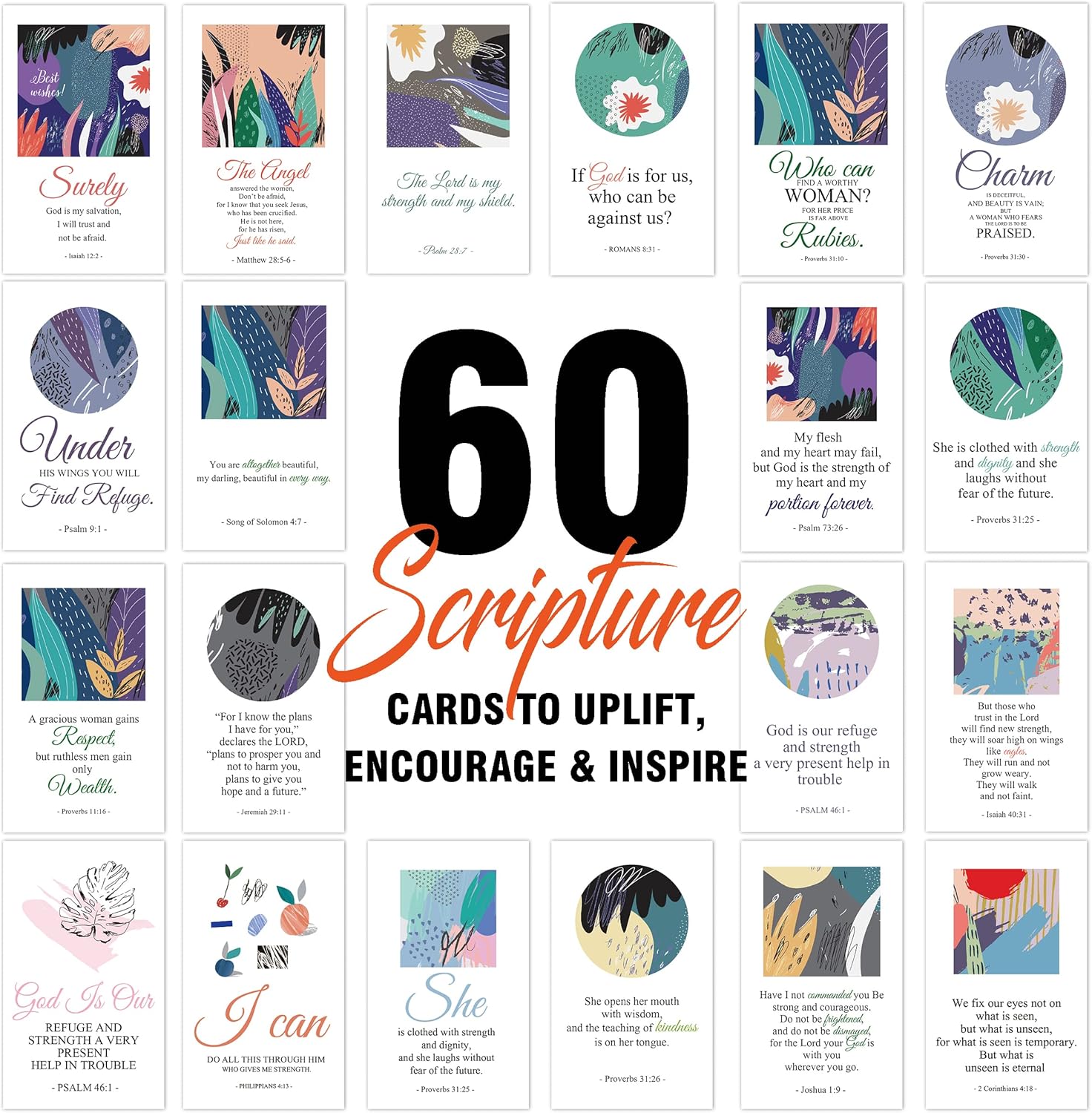 60 mini tarjetas de oración para mujeres con versículos bíblicos surtidos inspiradores, tarjetas de aliento religioso, tarjetas de escritura para