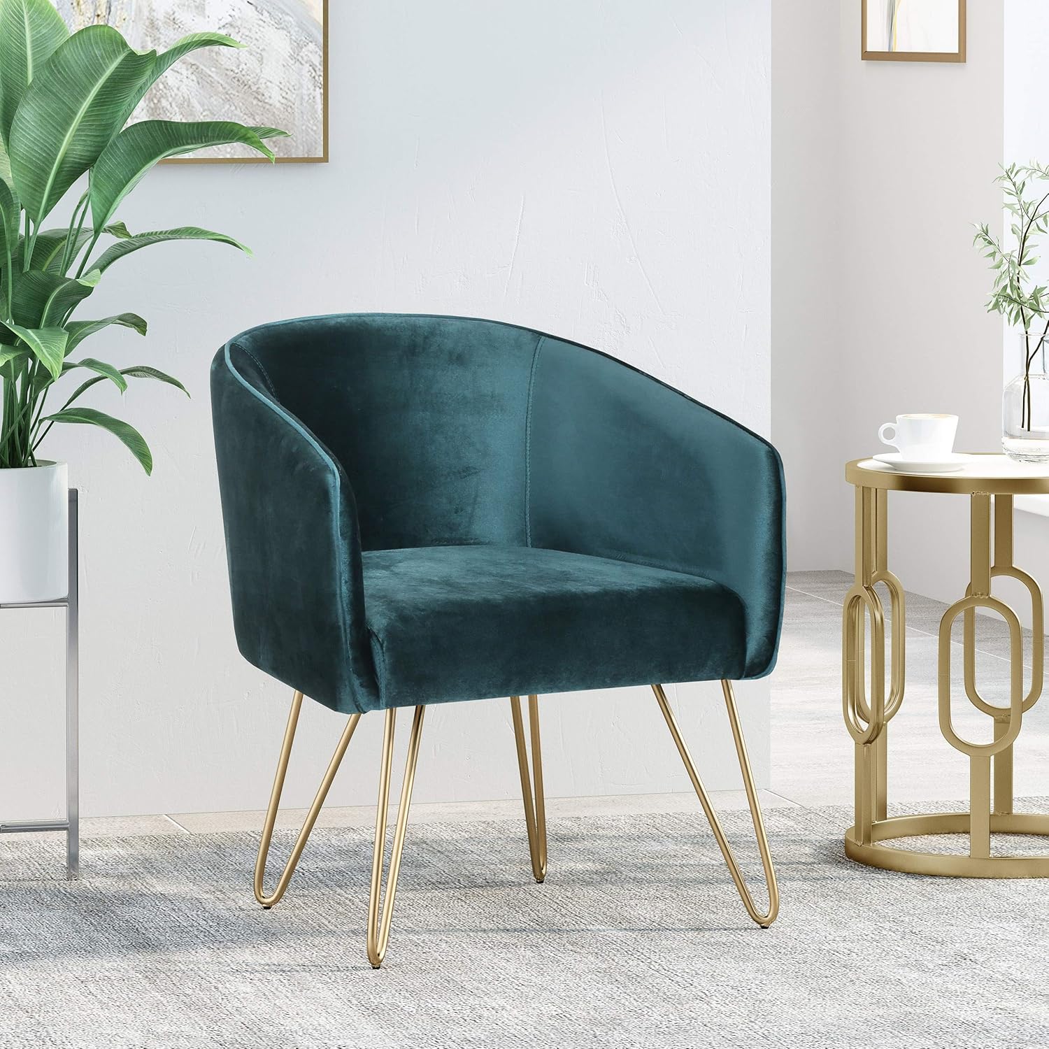Christopher Knight Home Grelton – Silla Club, color verde azulado + dorado