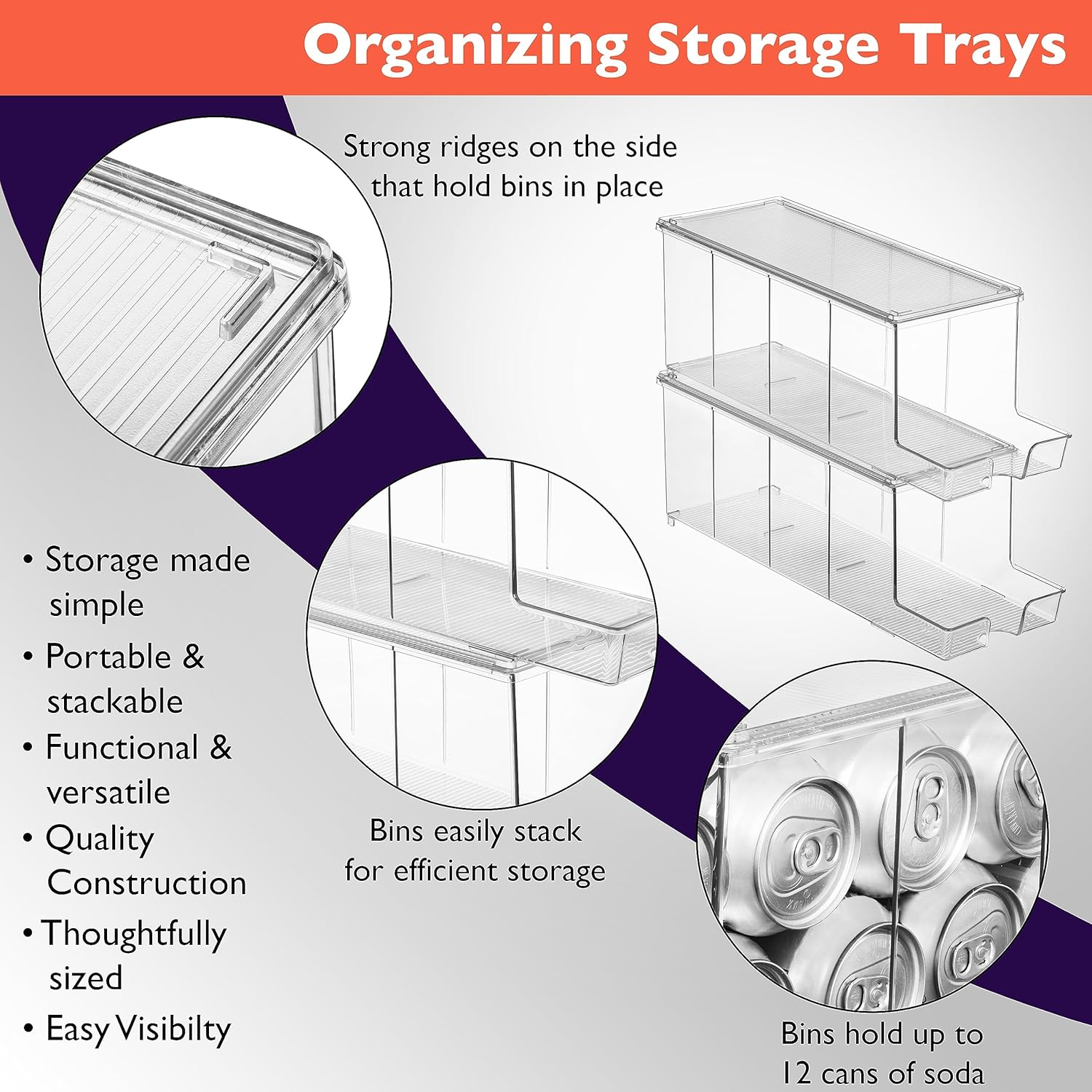 ClearSpace Organizador de bebidas para refrigerador y dispensador de latas de refrescos, organización de refrigerador y organizador de latas para