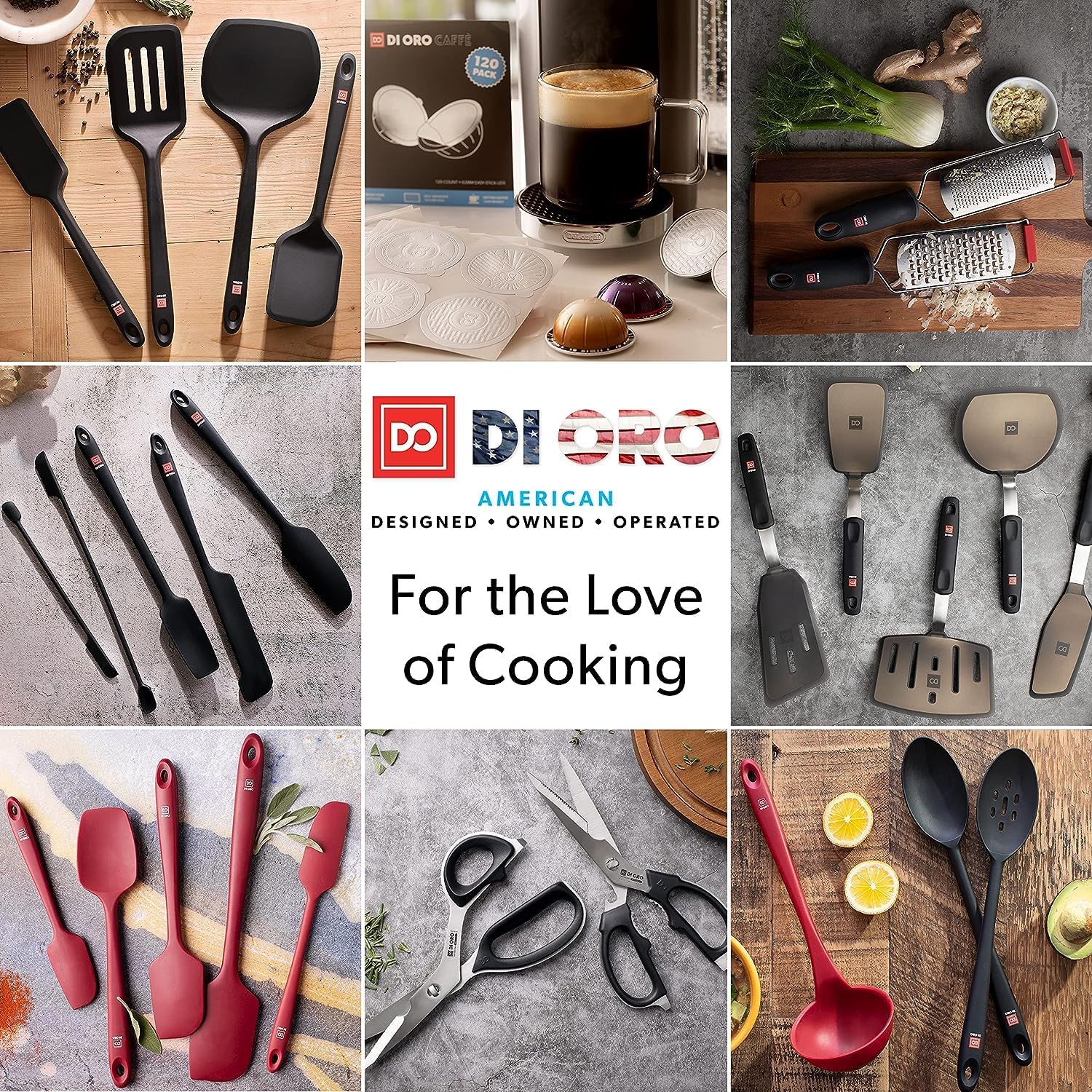 DI ORO Juego de espátulas de silicona  Espátulas de cocina de goma para hornear, cocinar y mezclar  Resistente al calor a 600 F y libre de BPA