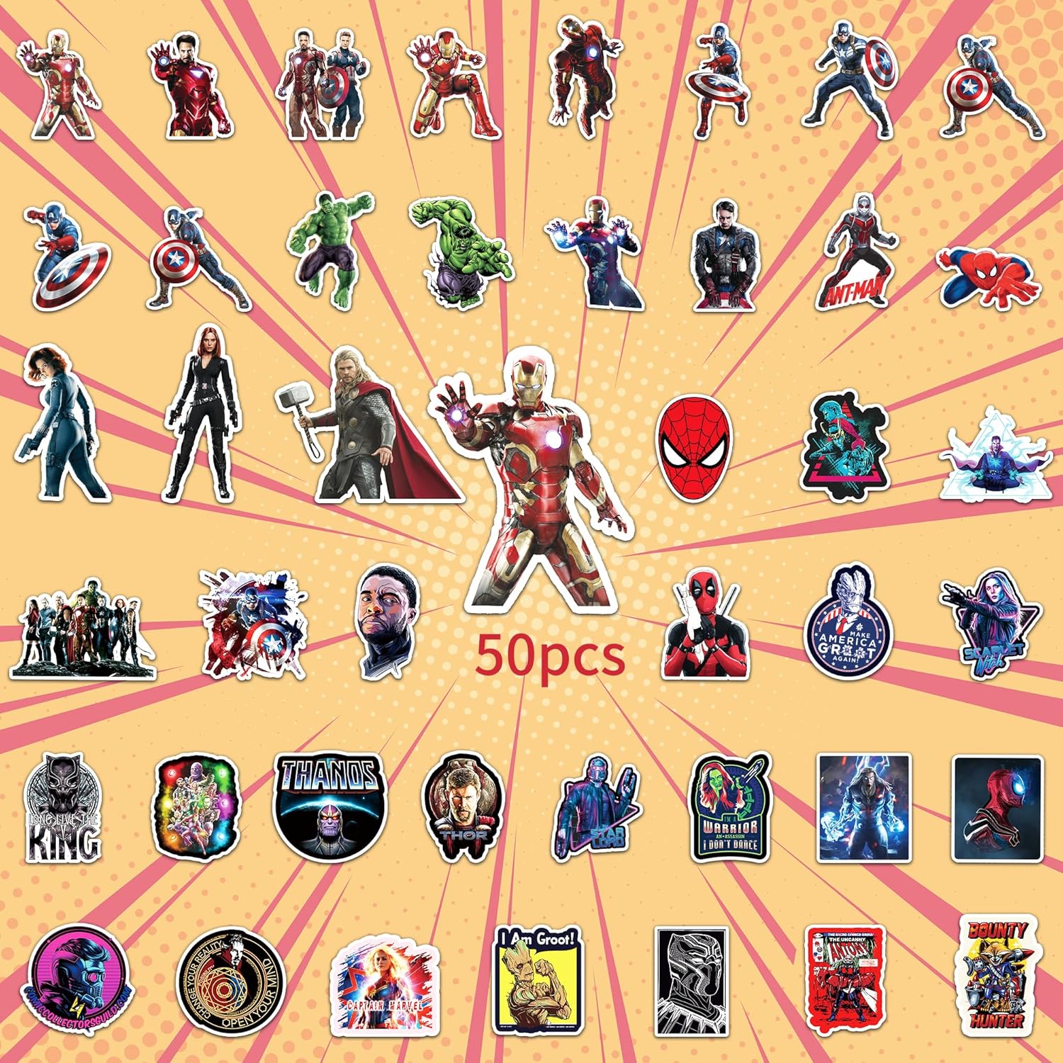 74 calcomanías de cómics de superhéroes para fiestas temáticas de héroes, coleccionar llaveros para regalos de fiesta a granel, día escolar,