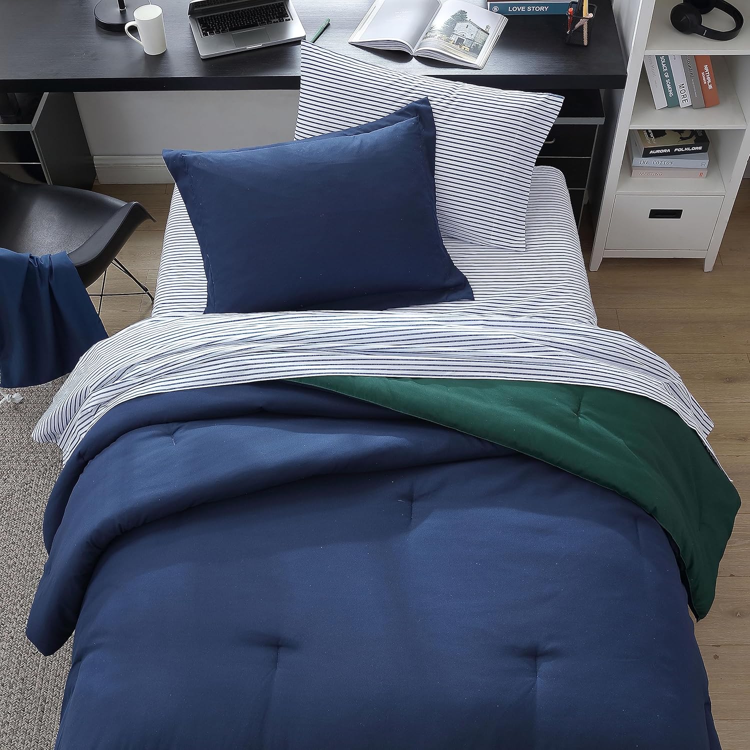 Nautica – Juego de cama queen- Juego de edredón reversible casual, incluye fundas adicionales, sábana bajera, fundas de almohada y bolsa de