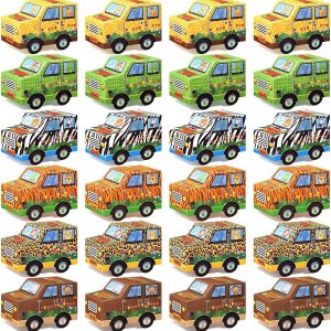 Yeaqee 24 piezas de decoraciones de fiesta de safari en forma de camión, caja de golosinas de animales de safari, caja de selva de cartón de selva Yeaqee 24 piezas de decoraciones de fiesta de safari en forma de camión, caja de golosinas de animales de safari, caja de selva de cartón de selva