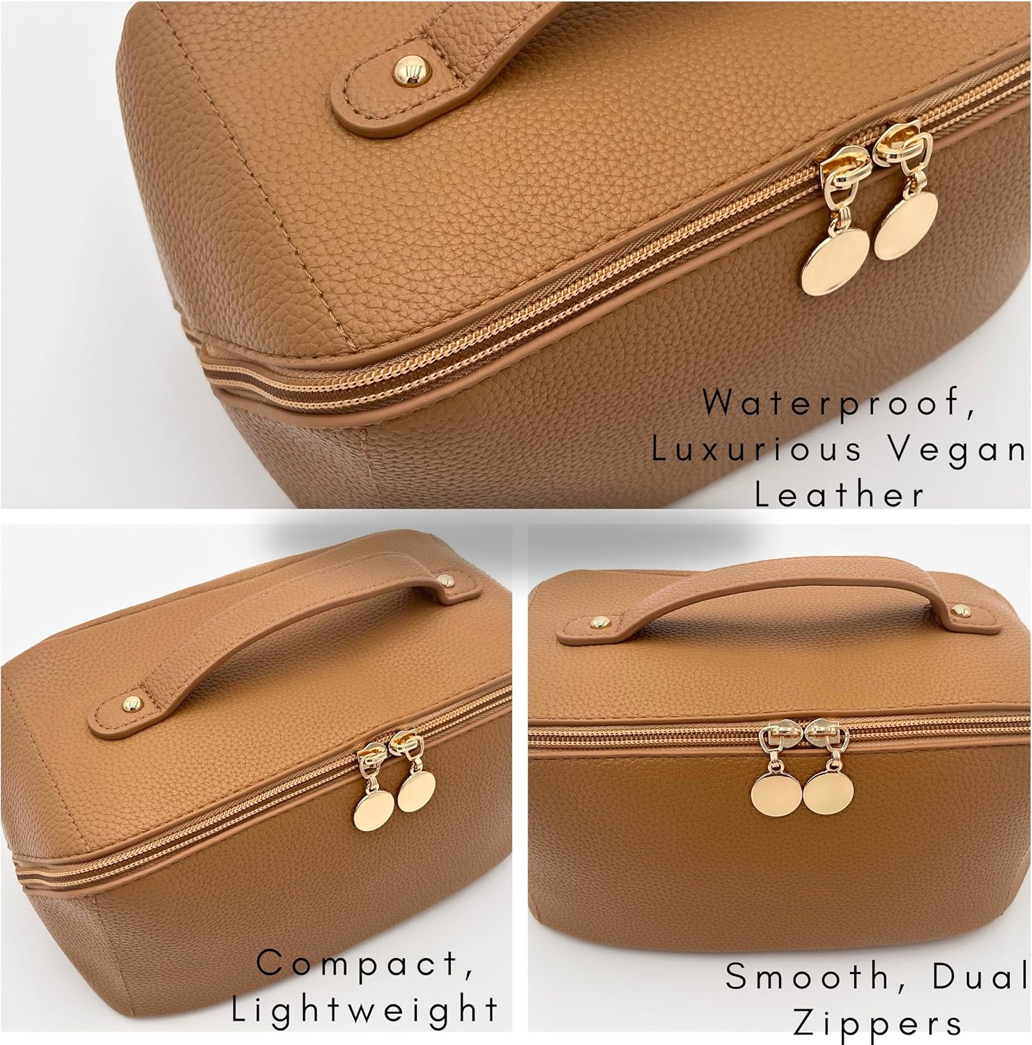 Bolsa de cosméticos de viaje de gran capacidad, bolsa de maquillaje que se abre plana para un fácil acceso, bolsa de cosméticos portátil impermeable