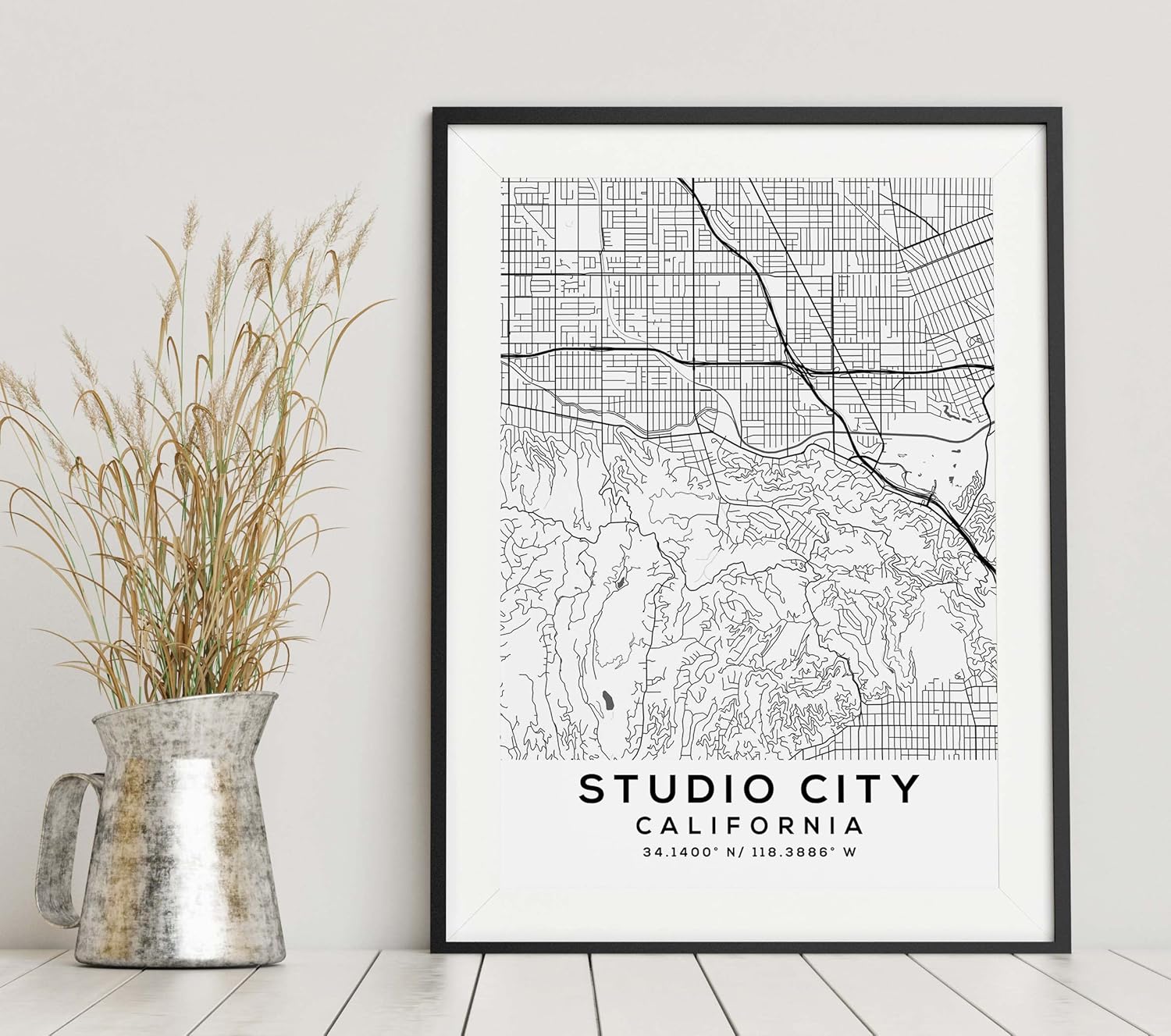Mapa de Studio City, California, Light 2 (18×24)