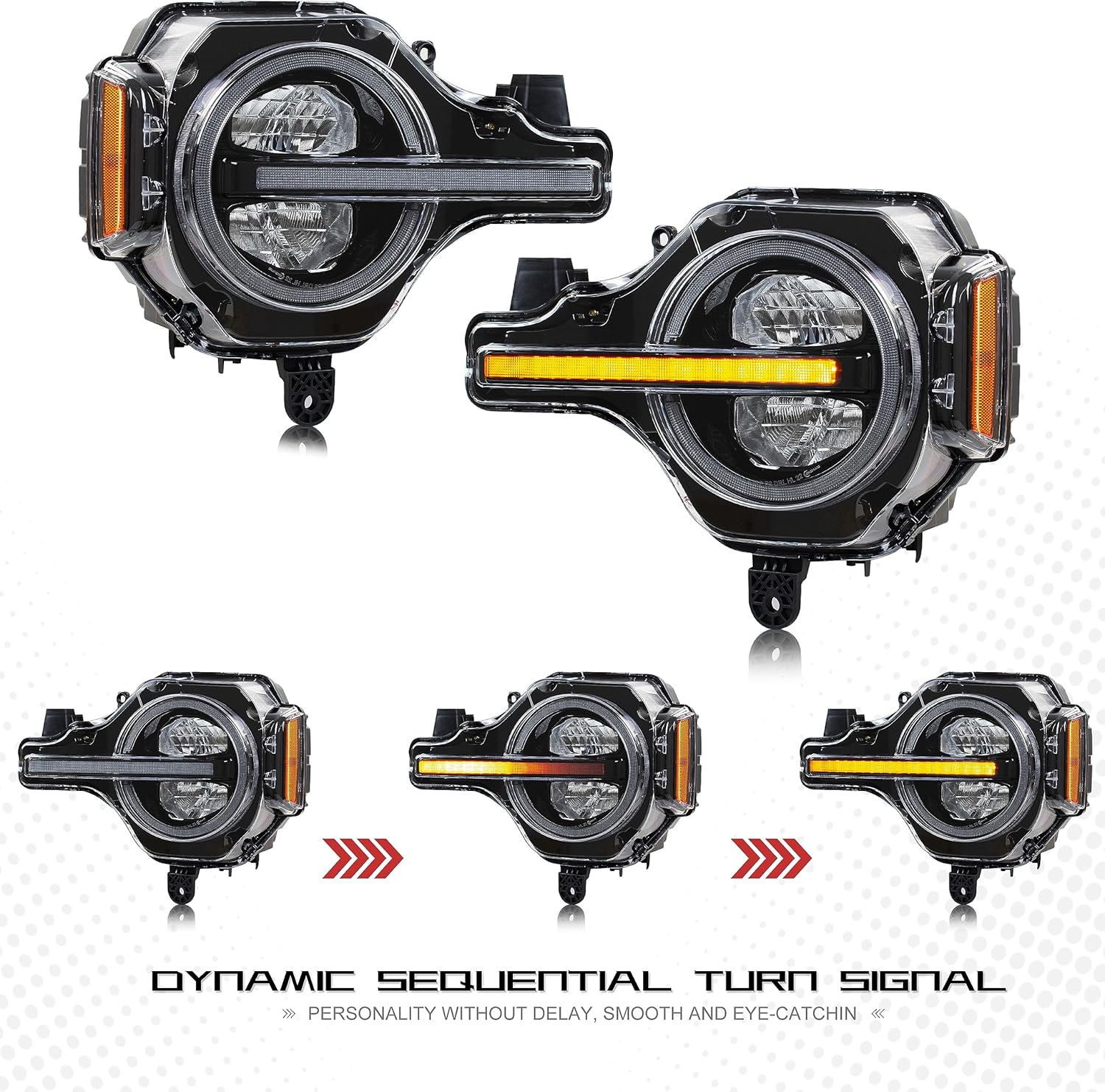 inginuity time Faros delanteros LED para Ford Bronco 2021 2022 2023 Animación de inicio de señal secuencial Conjunto de lámparas delanteras
