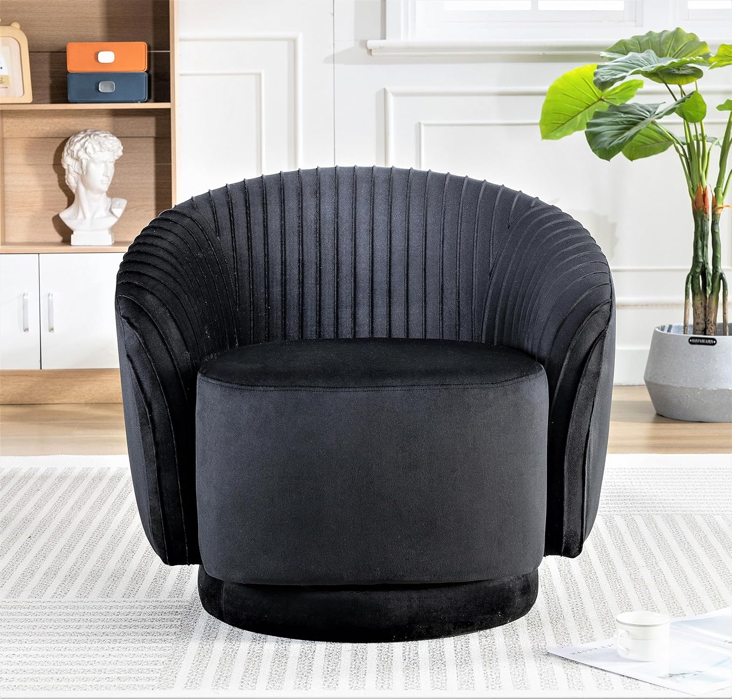 US Pride Furniture Silla giratoria de terciopelo contemporáneo con capacidad de giro de 360, sofá de un asiento redondo para sala de estar,