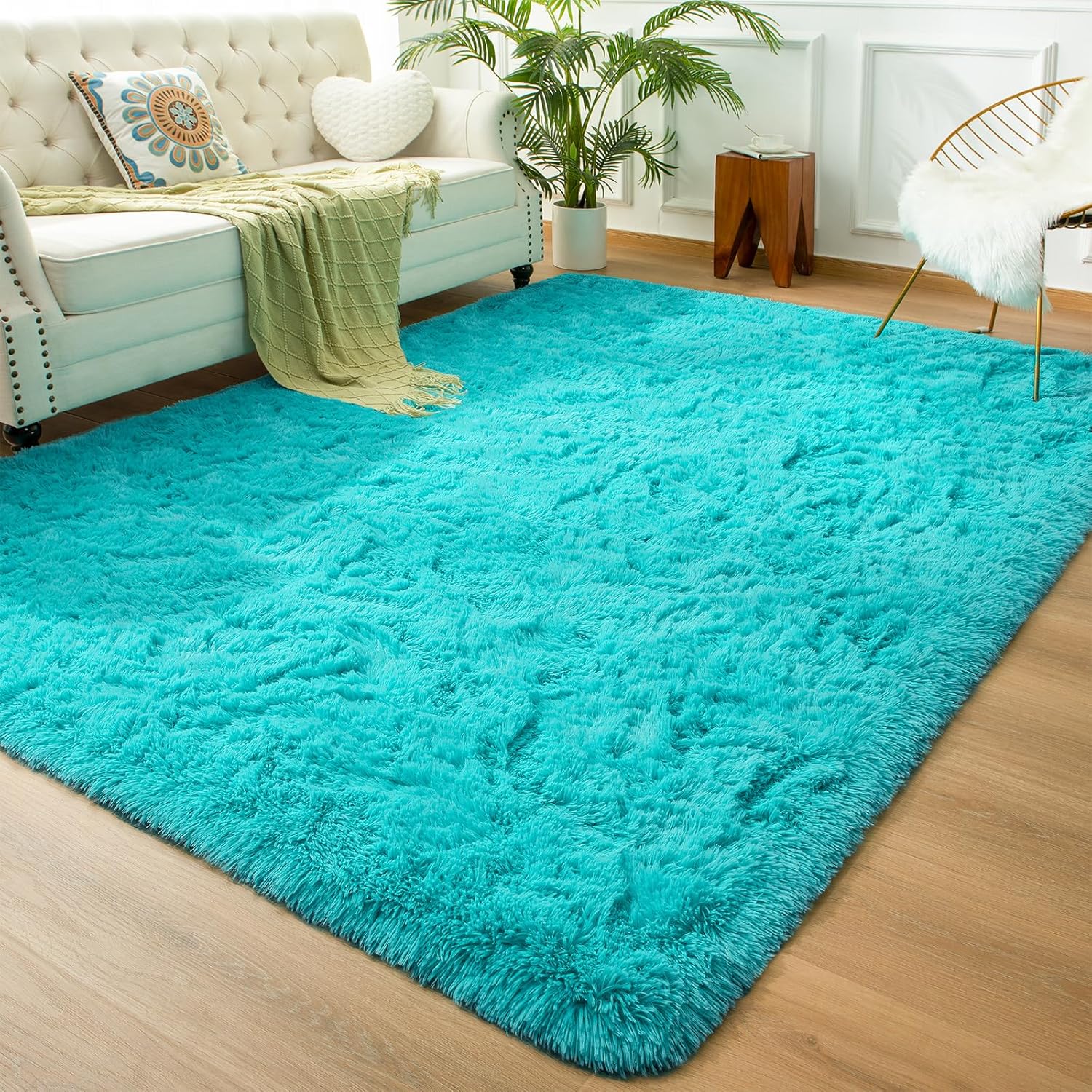 Andecor – Alfombra suave y peluda para decoración del suelo del hogar, dormitorio, sala de estar, interiores, área suave para niños, niñas, bebés