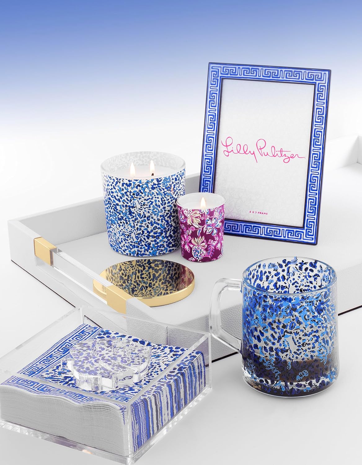 Lilly Pulitzer Bonita taza de café transparente con asa, taza de café de 12 onzas, taza de vidrio estética para café y té (Twisted Up)