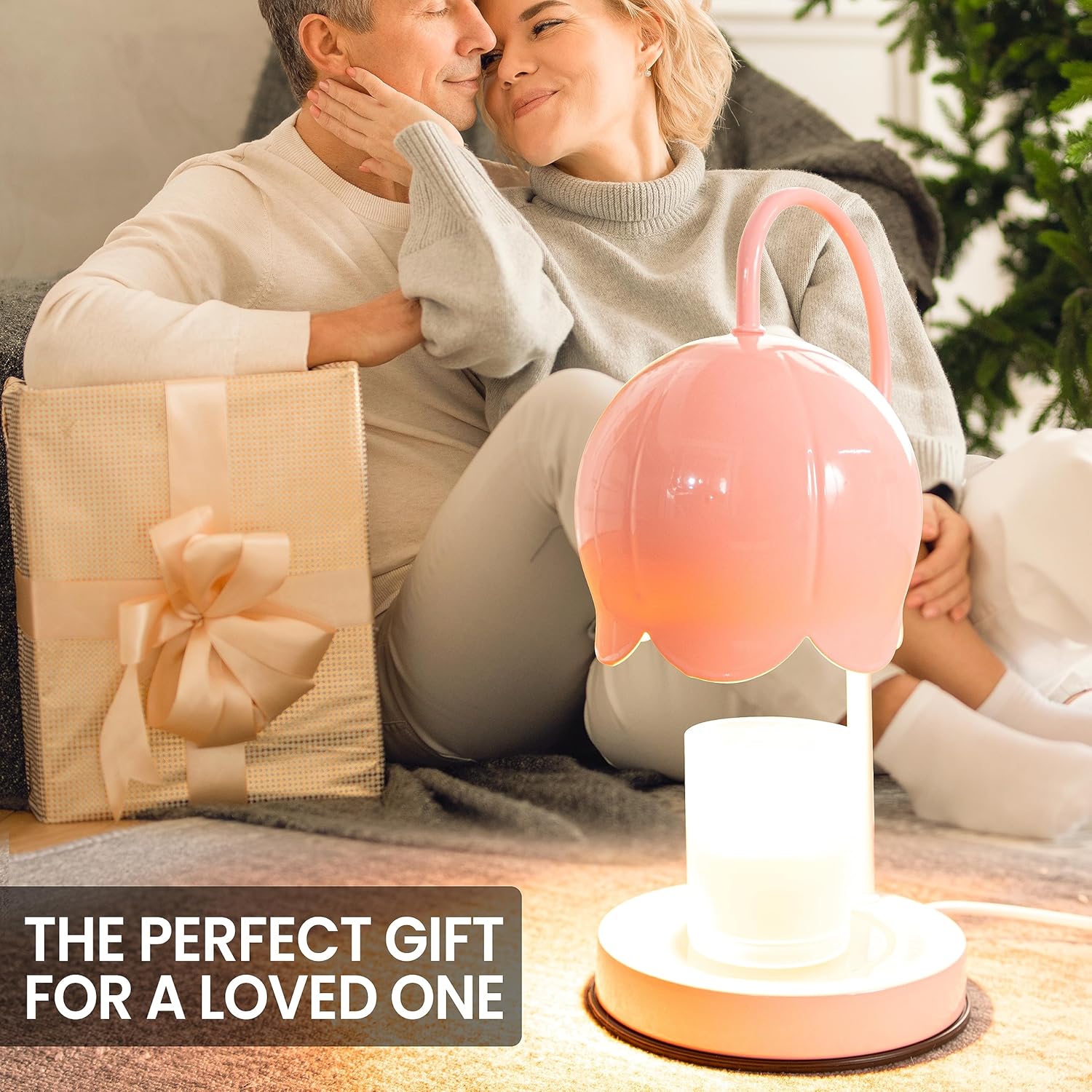 Lámpara calentadora de velas regulable con temporizador, calentador eléctrico de cera de velas con 2 bombillas, estética moderna, contemporánea,