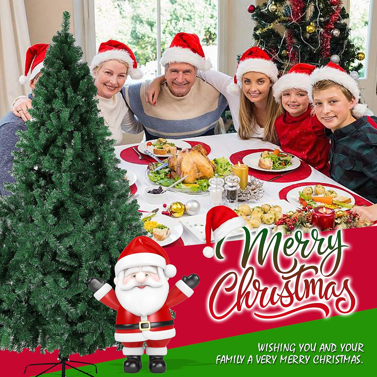KARMAS Products – Árbol de Navidad para decorar. Árbol de pino artificial con patas de metal