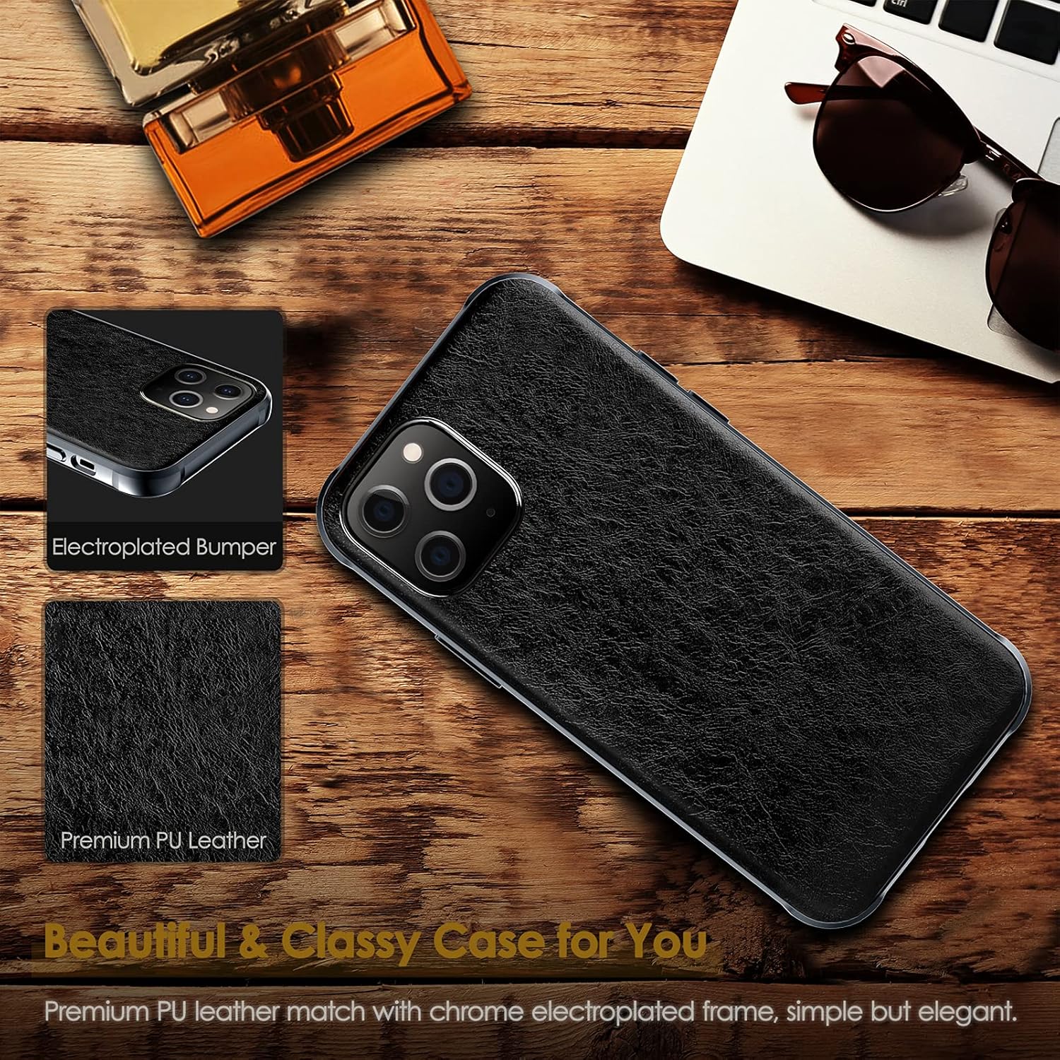 LOHASIC Funda de cuero para iPhone 12 Propara iPhone 12, delgada, de lujo, de poliuretano, suave, antideslizante, a prueba de golpes, antiarañazos,