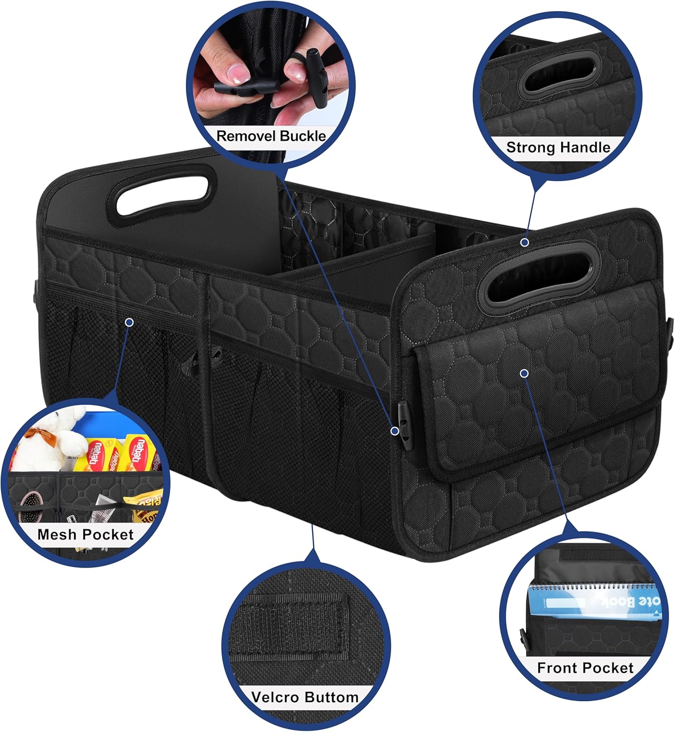 Organizador de maletero para automóvil, organizador plegable de maletero de SUV, accesorios de automóvil de 50 litros para mujereshombres,