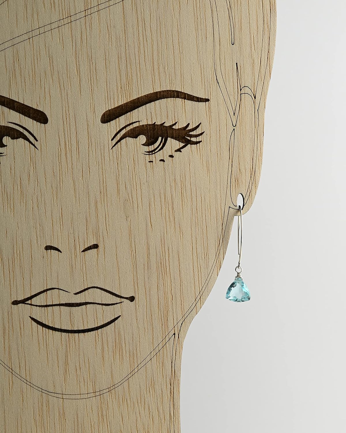 Handmade Dangle Earrings for Women – Aquamarine Blue Quartz Sterling Silver Earrings in Gift Box – Sparkly Blue Quartz Trillion – Lightweight