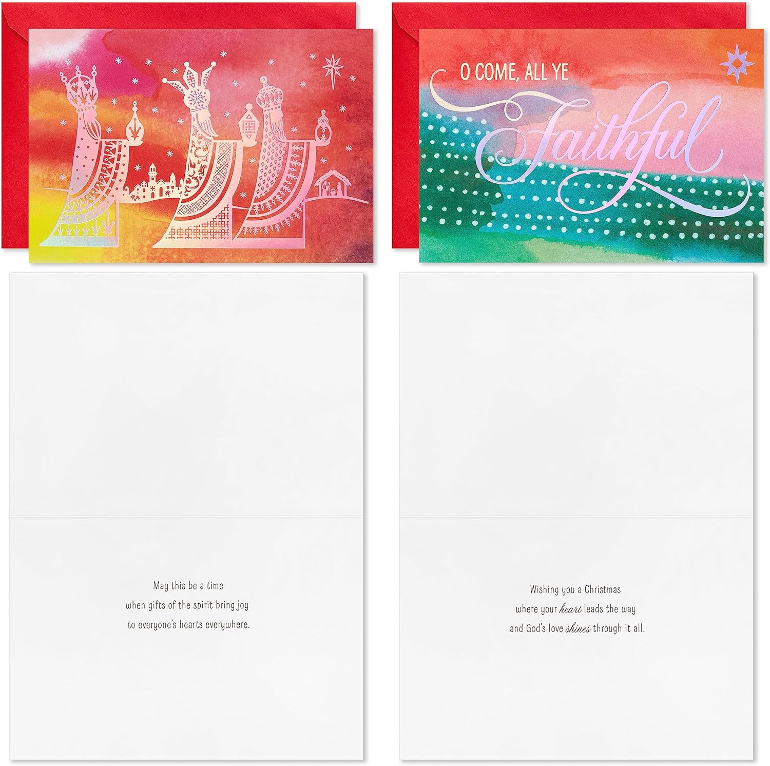Hallmark – Surtido de tarjetas de Navidad religiosas en caja, Star of Wonder (36 tarjetas y sobres) rosa, azul, amarillo, verde, naranja