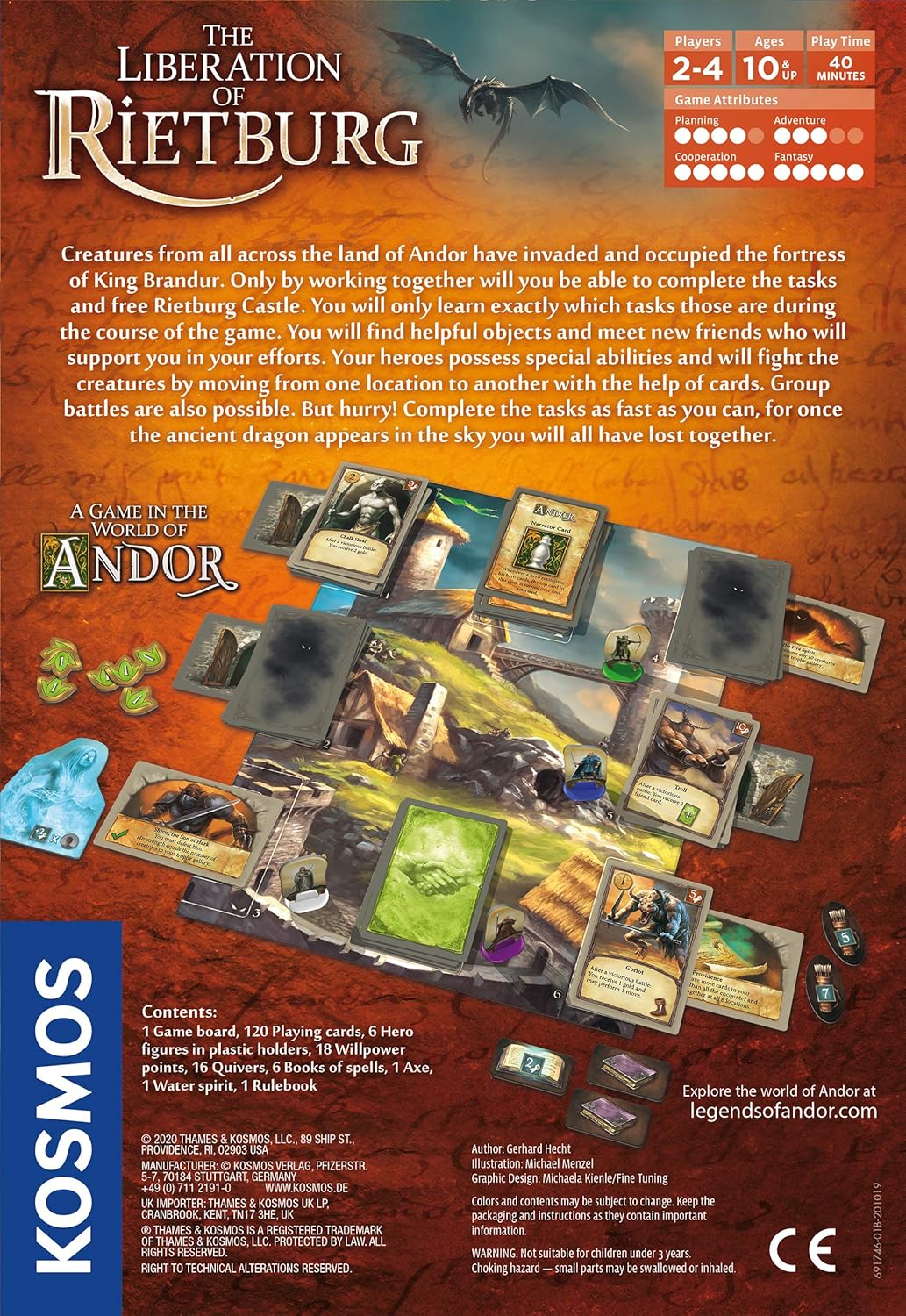 Thames & Kosmos 691746 Kosmos The Liberation of Rietburg World of Andor, Juego cooperativo, 2-4 jugadores, mayores de 10 años, marrón