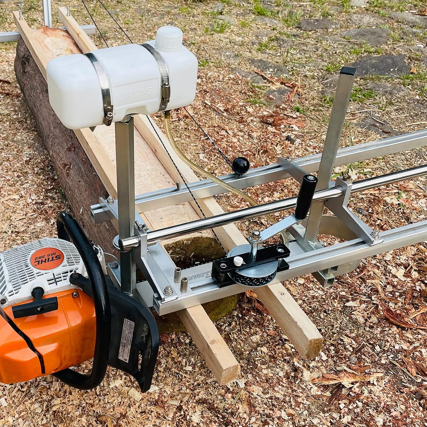 BotaBay Equipo de cabrestante de molino de motosierra mejorado con brazo de palanca de cabrestante, kit de fresado de madera para fresado de sierra