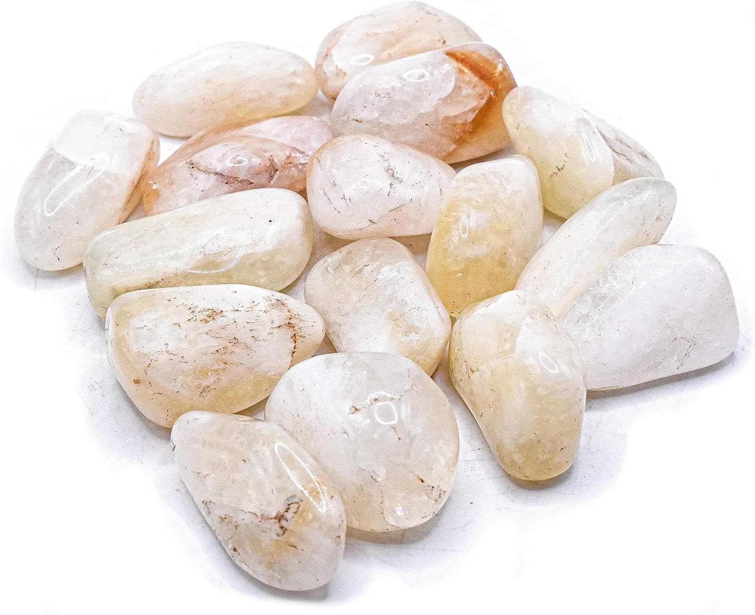 10 Uds. Piedras pulidas de cuarzo citrino blanco dorado, naranja, piedra pulida, natural, cabujón, piedras preciosas minerales – Brasil