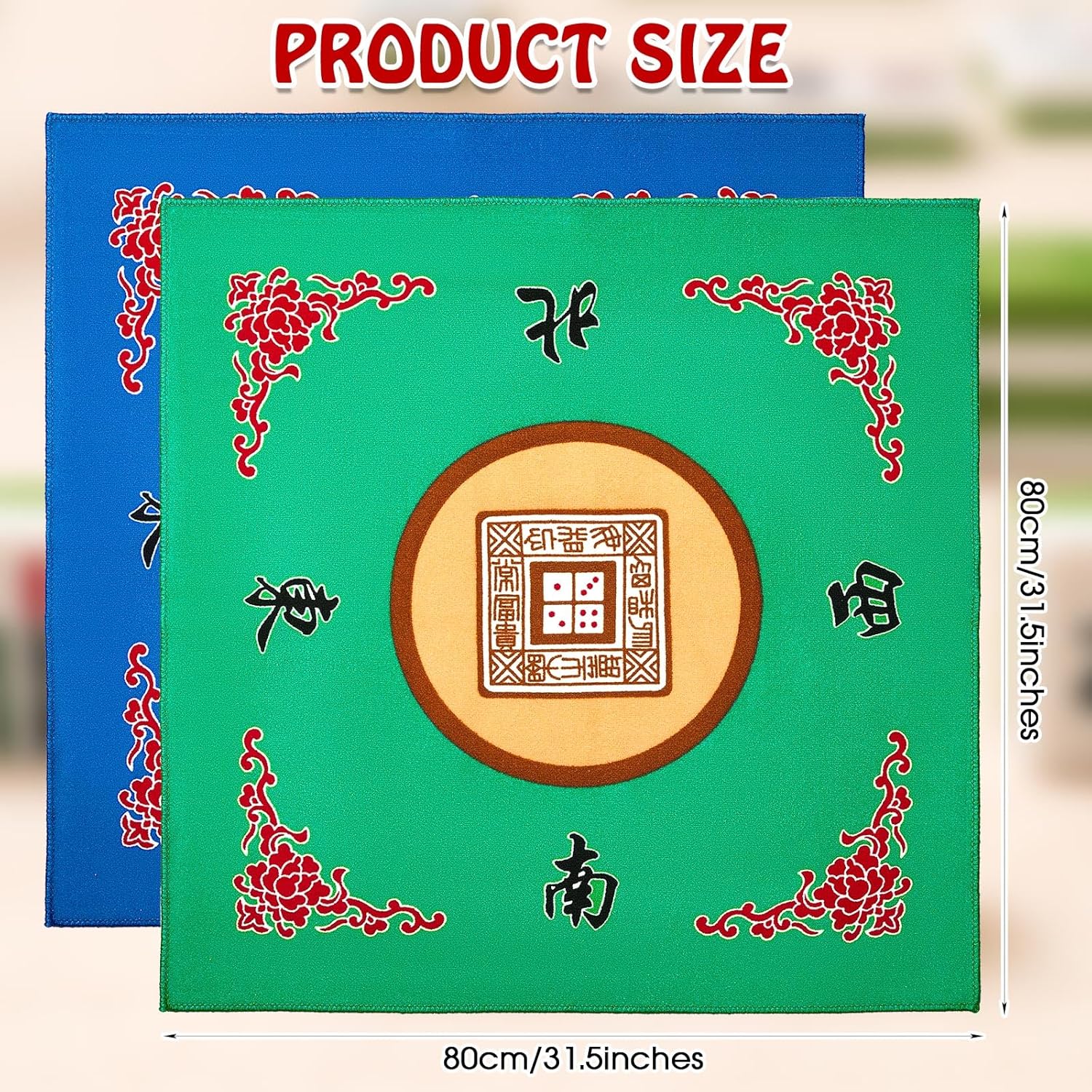 Buryeah Juego de 2 alfombrillas Mahjong con bolsa, antideslizantes, reducción de ruido, cubierta de mesa para juegos de cartas de póquer, juegos de