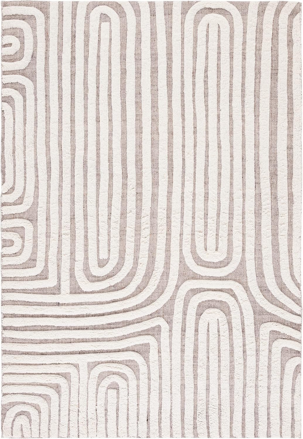 SAFAVIEH Kilim Collection – Alfombra cuadrada de 4 pies, color beige y marfil, hecha a mano de lana moderna con textura de mediados de siglo, ideal