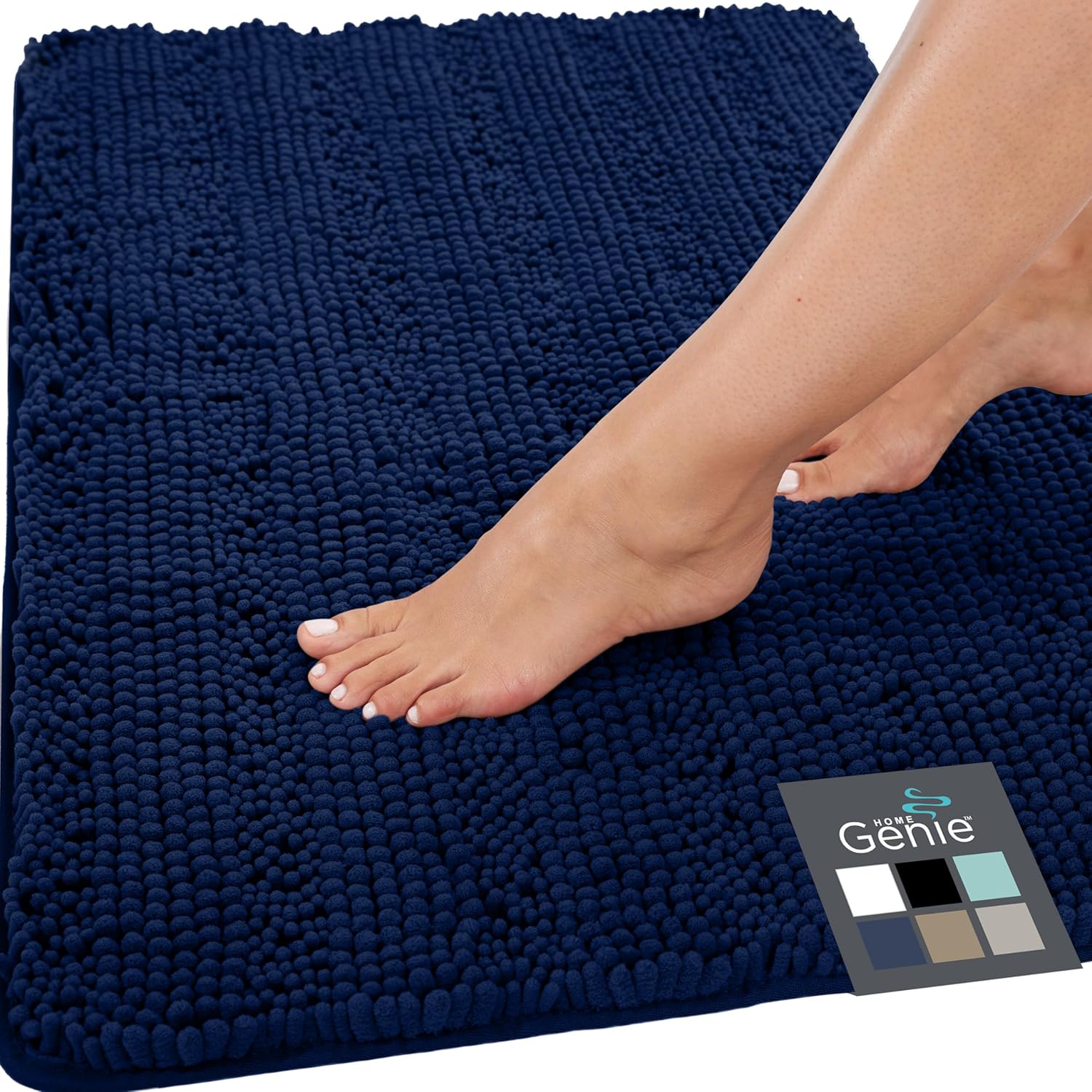 HOME GENIE Alfombra de baño de felpilla de microfibra suave absorbente de 30 x 20 pulgadas, parte trasera de goma, lavable a máquina, alfombra