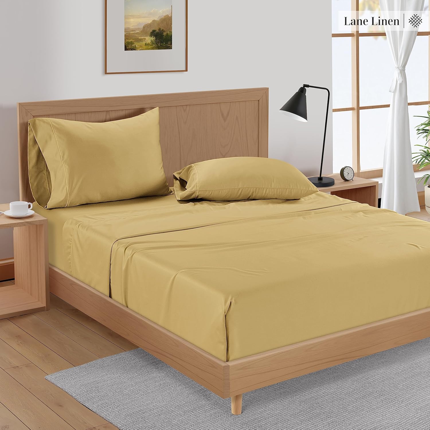 LANE LINEN Juego de sábanas de bambú tamaño matrimonial, sábanas de 100 % rayón de bambú, juego de sábanas lujosamente suaves, transpirables y